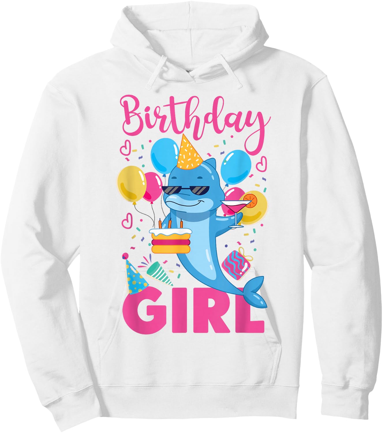 Dolphin Birthday Birthday Girl Hoodie - Hoodie | White