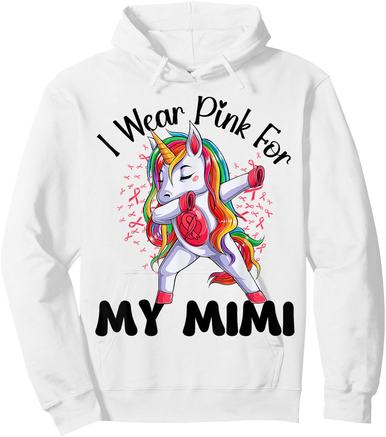 Breast Cancer Awareness Unicorn I Wear Pink For My Mimi Hoodie - Hoodie | White