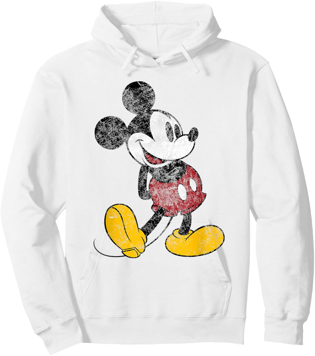 Disney Mickey Mouse Classic Standing Pose Distressed Hoodie - Hoodie | White