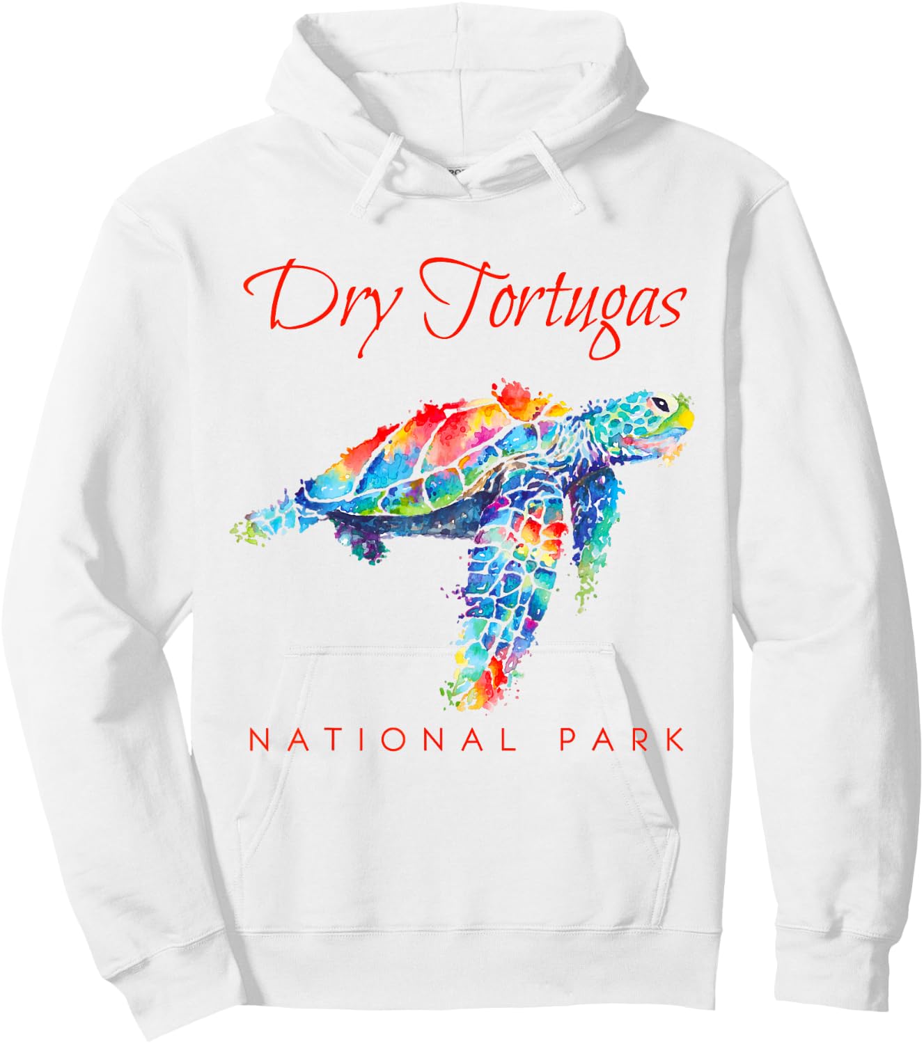 Dry Tortugas National Park Watercolor Sea Turtle Hoodie - Hoodie | White