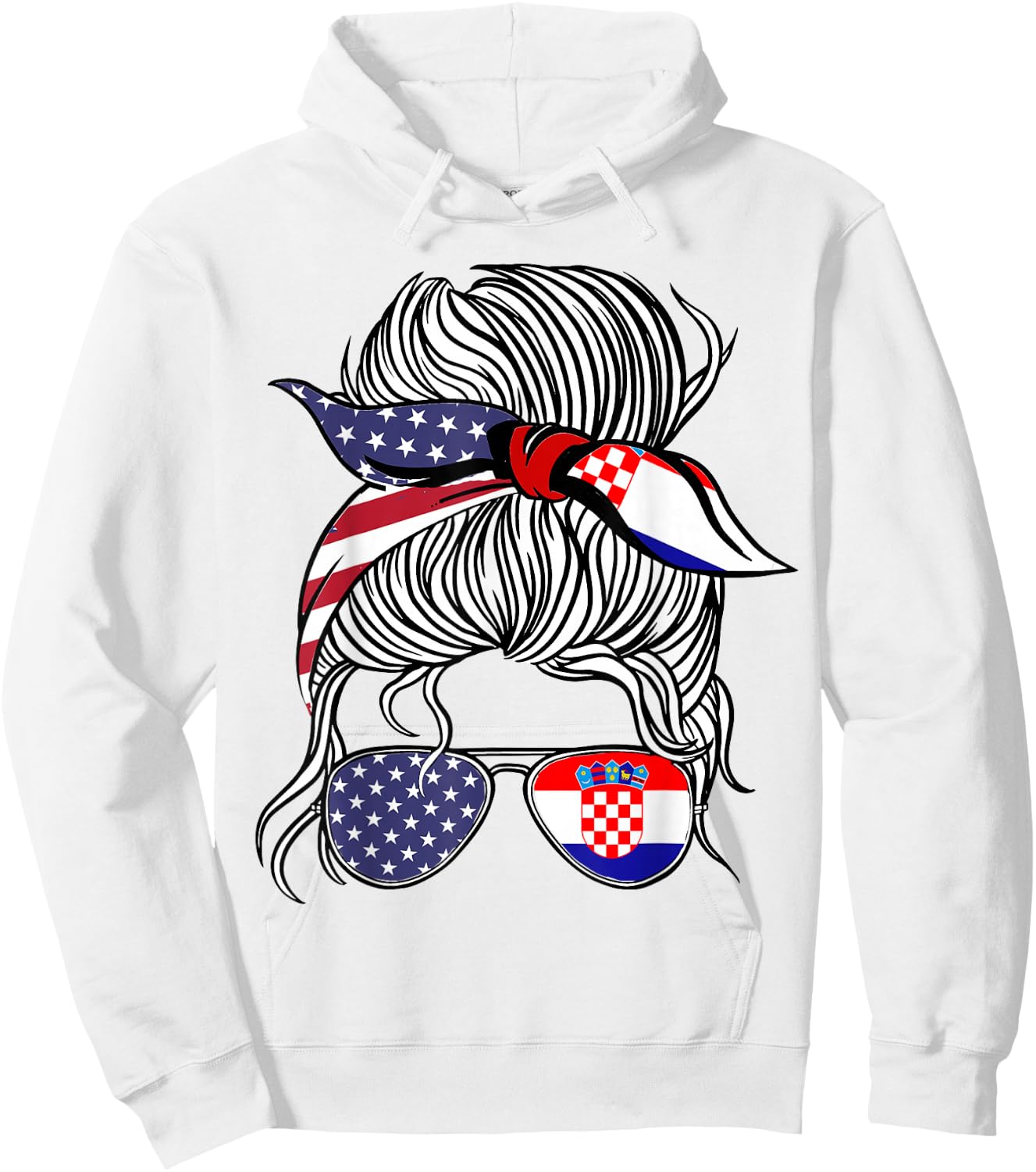 American Croatian Patriot Flag Women Girl Croatia Grown Hoodie - Hoodie | White