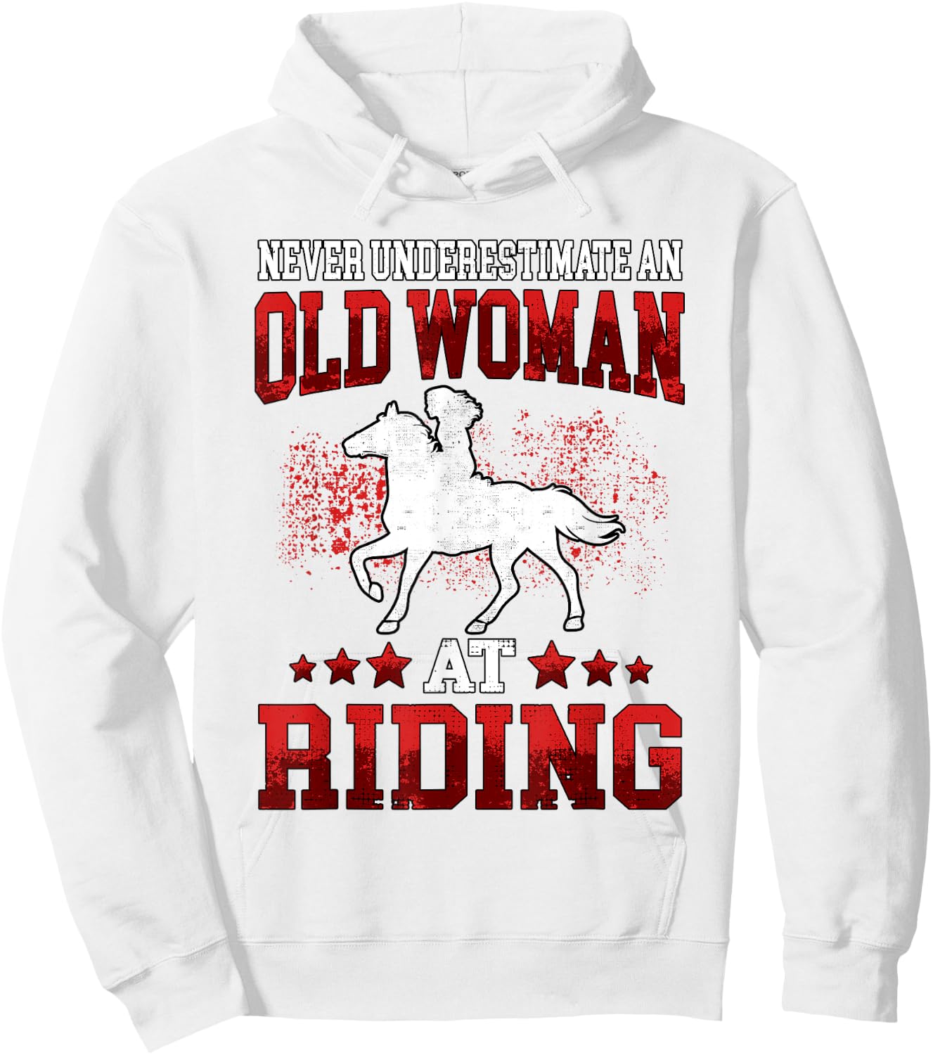 Old woman at riding horse rider Hoodie - Hoodie | White