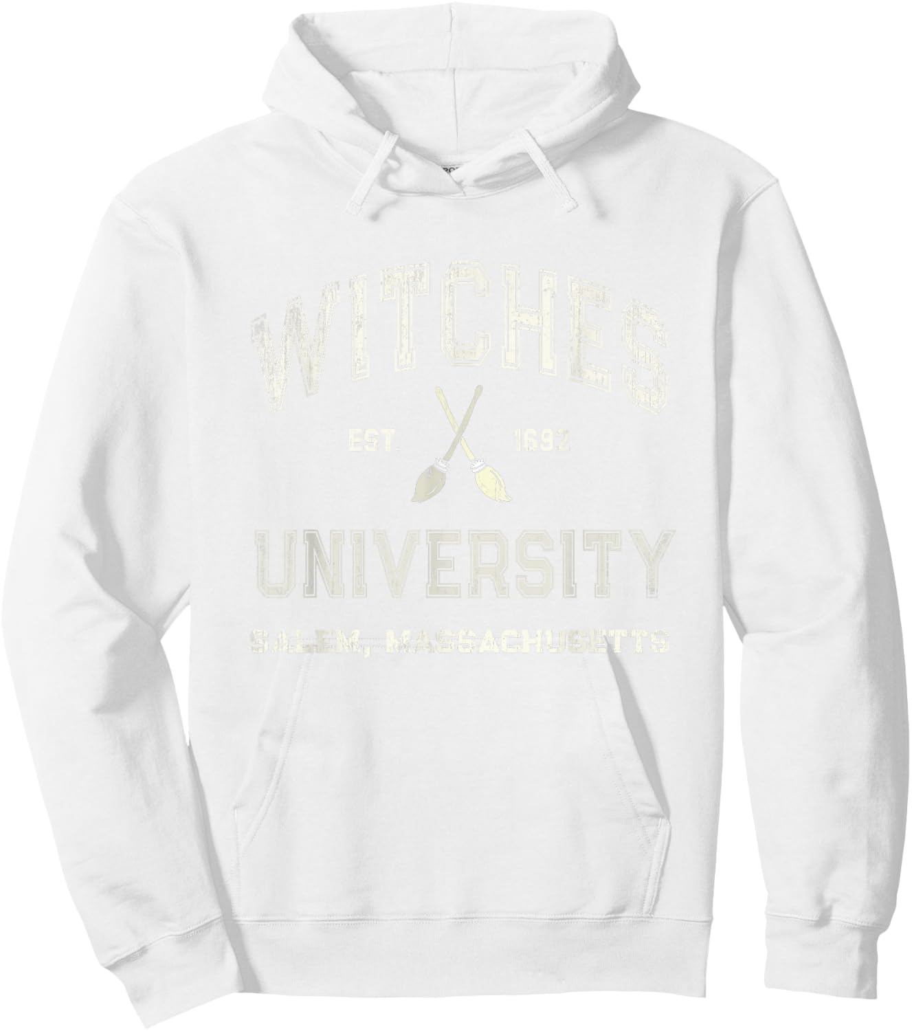 Funny WITCHES UNIVERSITY Salem Witch Broom Company 1692 Hoodie - Hoodie | White