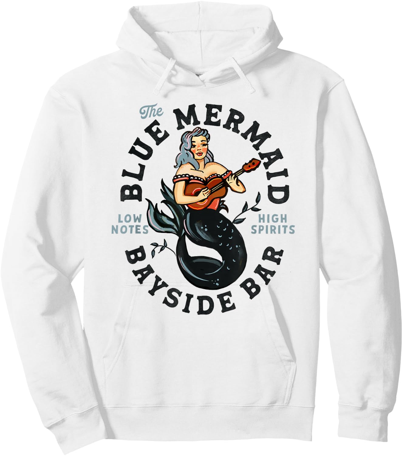 Sailor Mermaid Tattoo Guitar Playing Dive Bar Music Pinup Hoodie - Hoodie | White