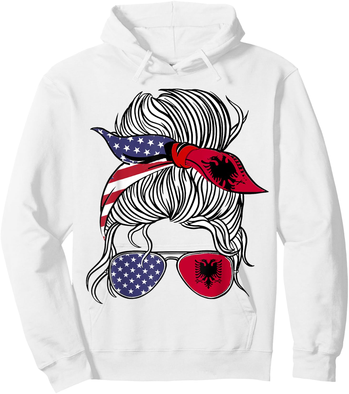 American Albanian Patriot Flag Women Girl Albania Grown Hoodie - Hoodie | White