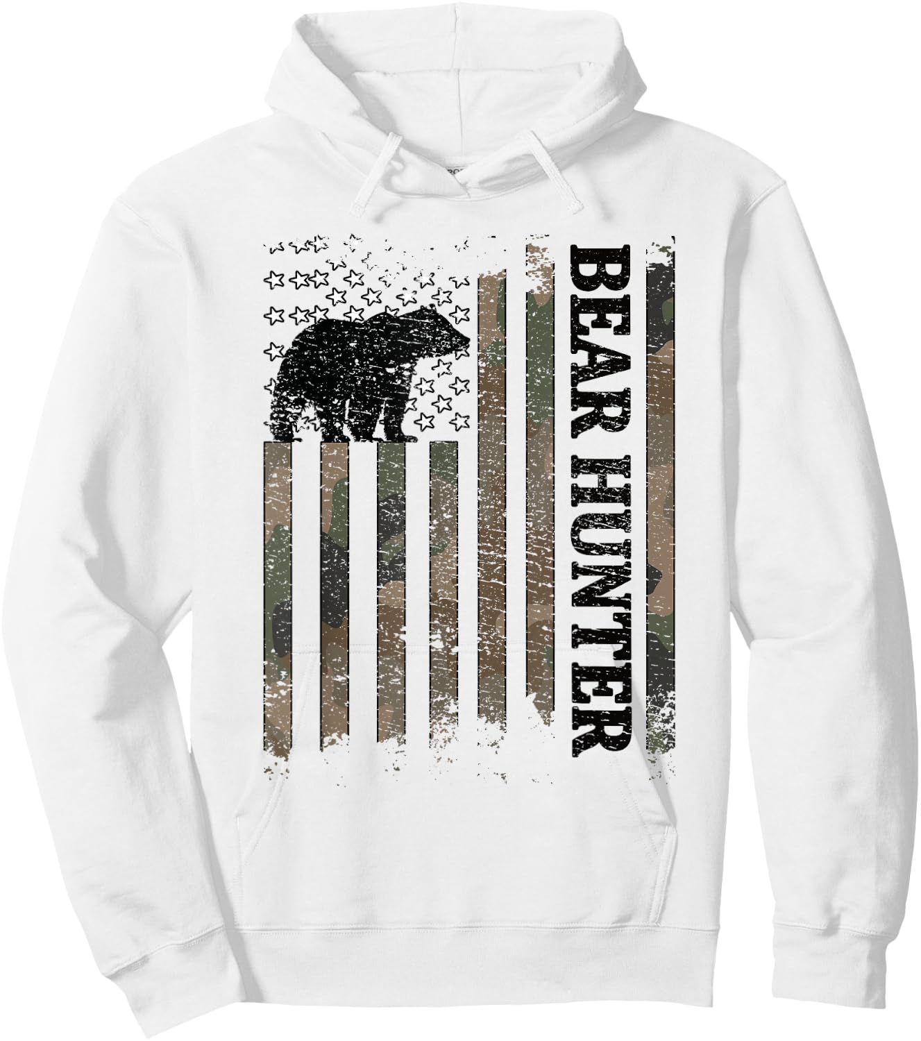 Bear Hunter American Flag Bear Hunting Lover Hoodie - Hoodie | White