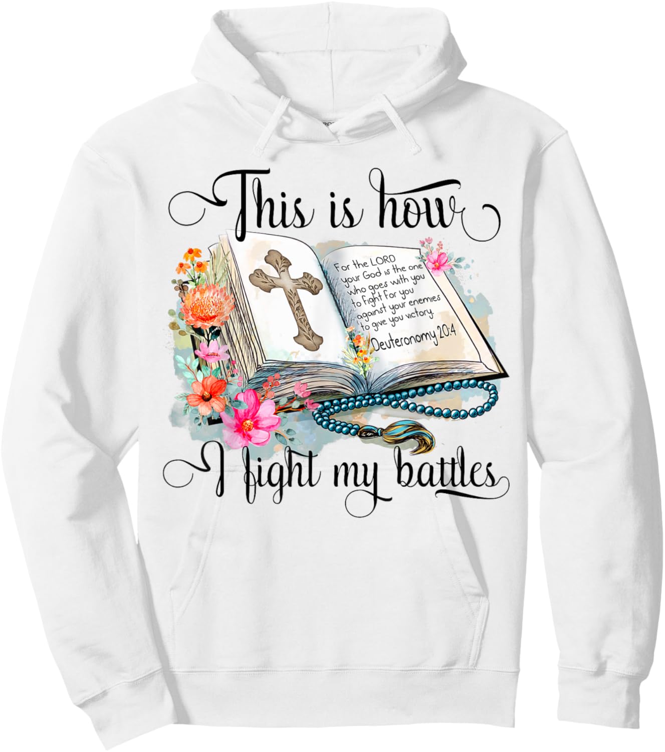 Jesus Is Calling This Is How I Fight My Battles Cross Floral Christian Women's 3X-Large Grey Hoodie - Hoodie | White
