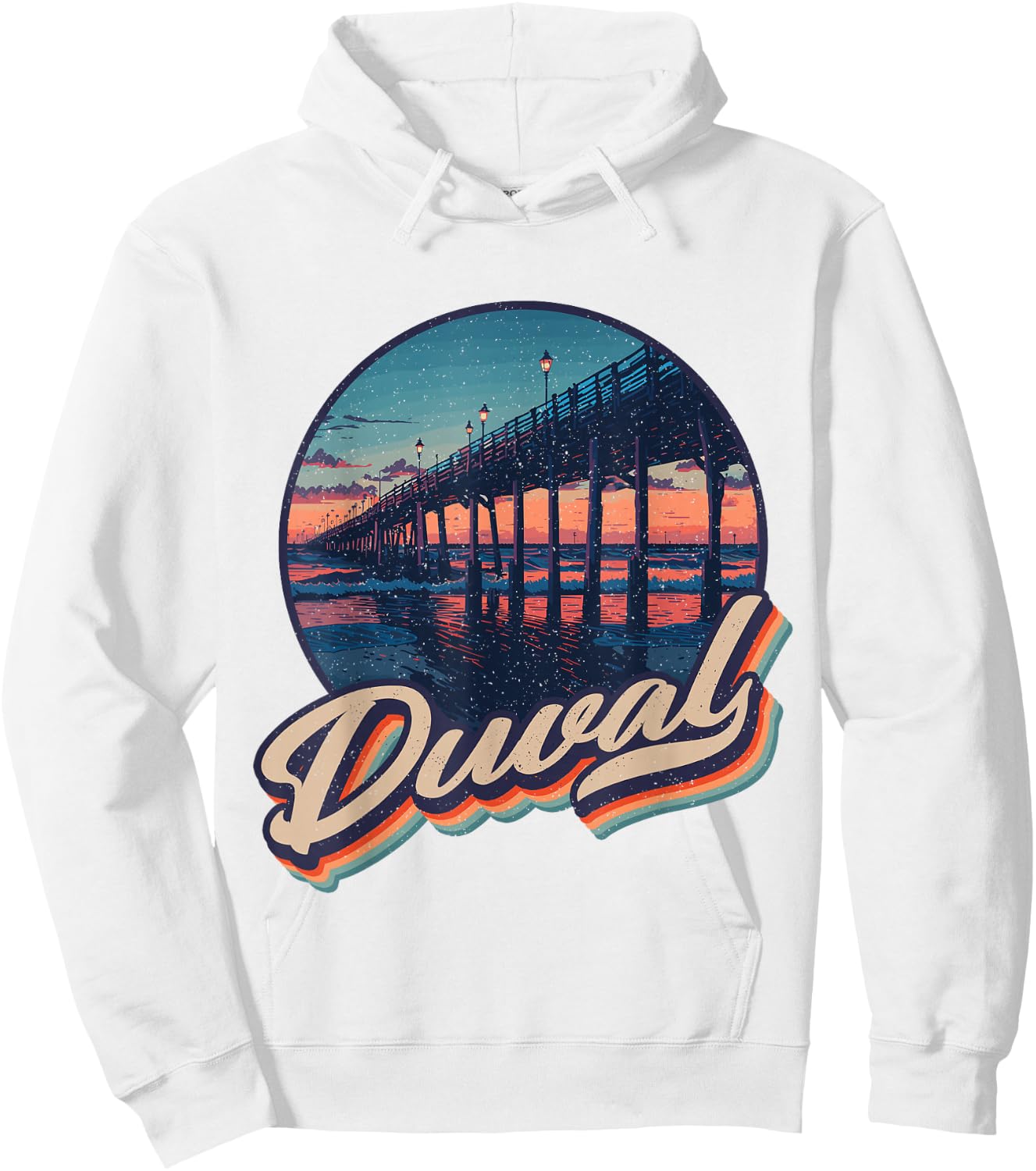 Vintage Duval County 904 Spirit: Jacksonville Beach Pier Hoodie - Hoodie | White