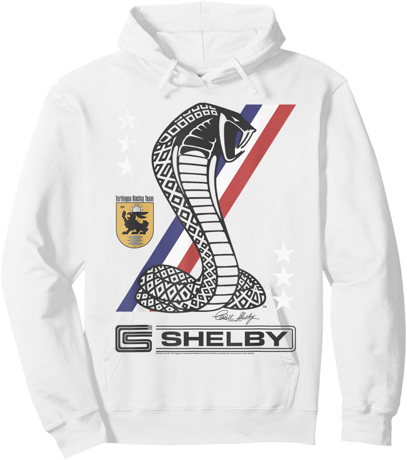 Carroll Shelby Shelby Racing Stripe Snake Hoodie - Hoodie | White