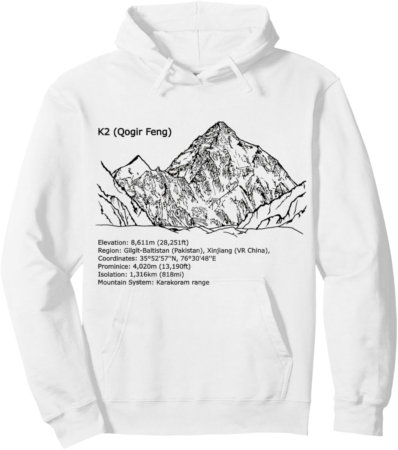 K2, Himalaya, Karakoram, eight-thousanders mountains, summit Hoodie - Hoodie | White