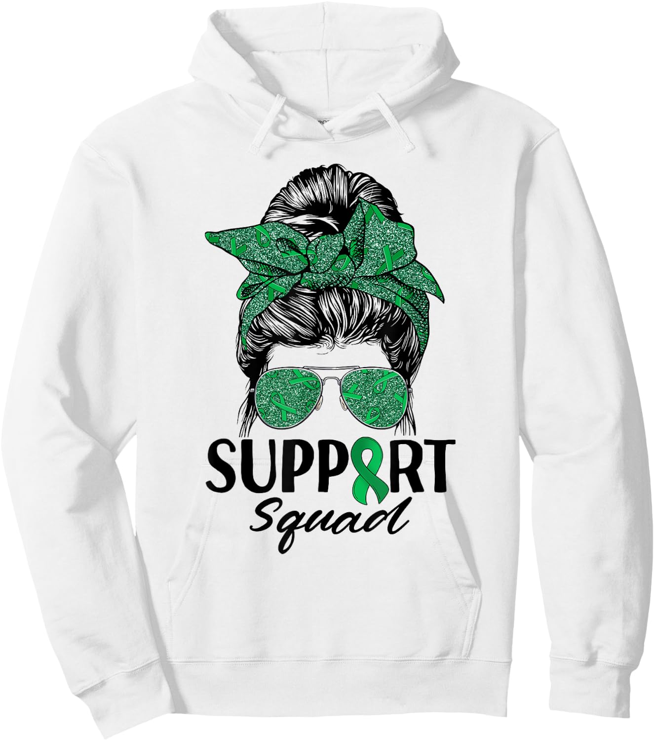 Messy Bun Sunglasses Support Squad Liver Disease Awareness Hoodie - Hoodie | White