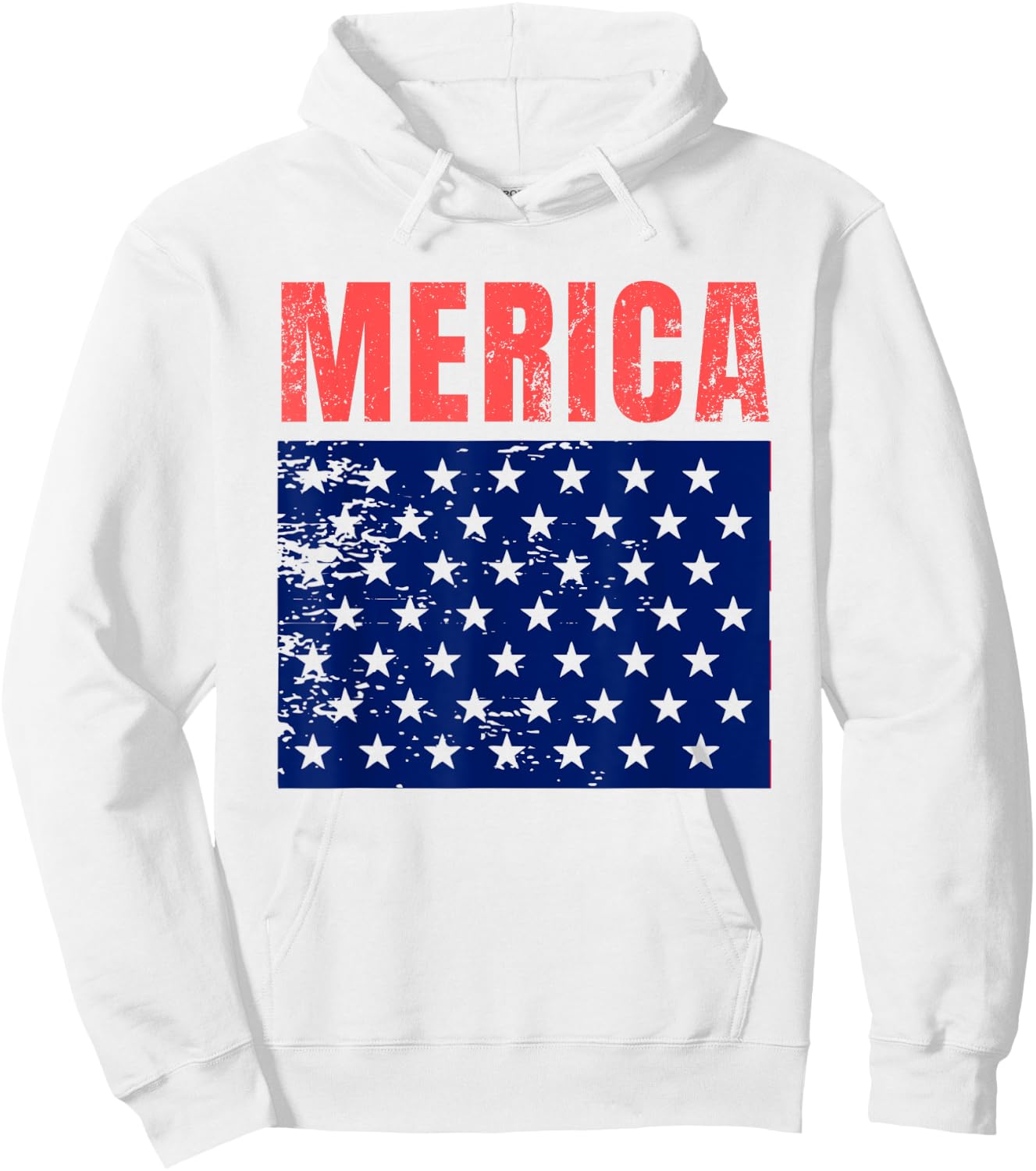 Merica Red Blue Distressed Stars Flag Patriotic American Women Men Hoodie - Hoodie | White