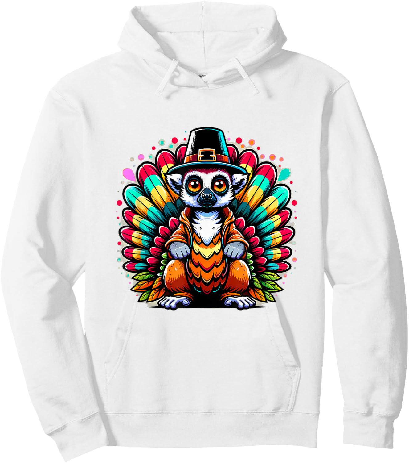 Humor Thanksgiving Turkey Lemur Hoodie - Hoodie | White