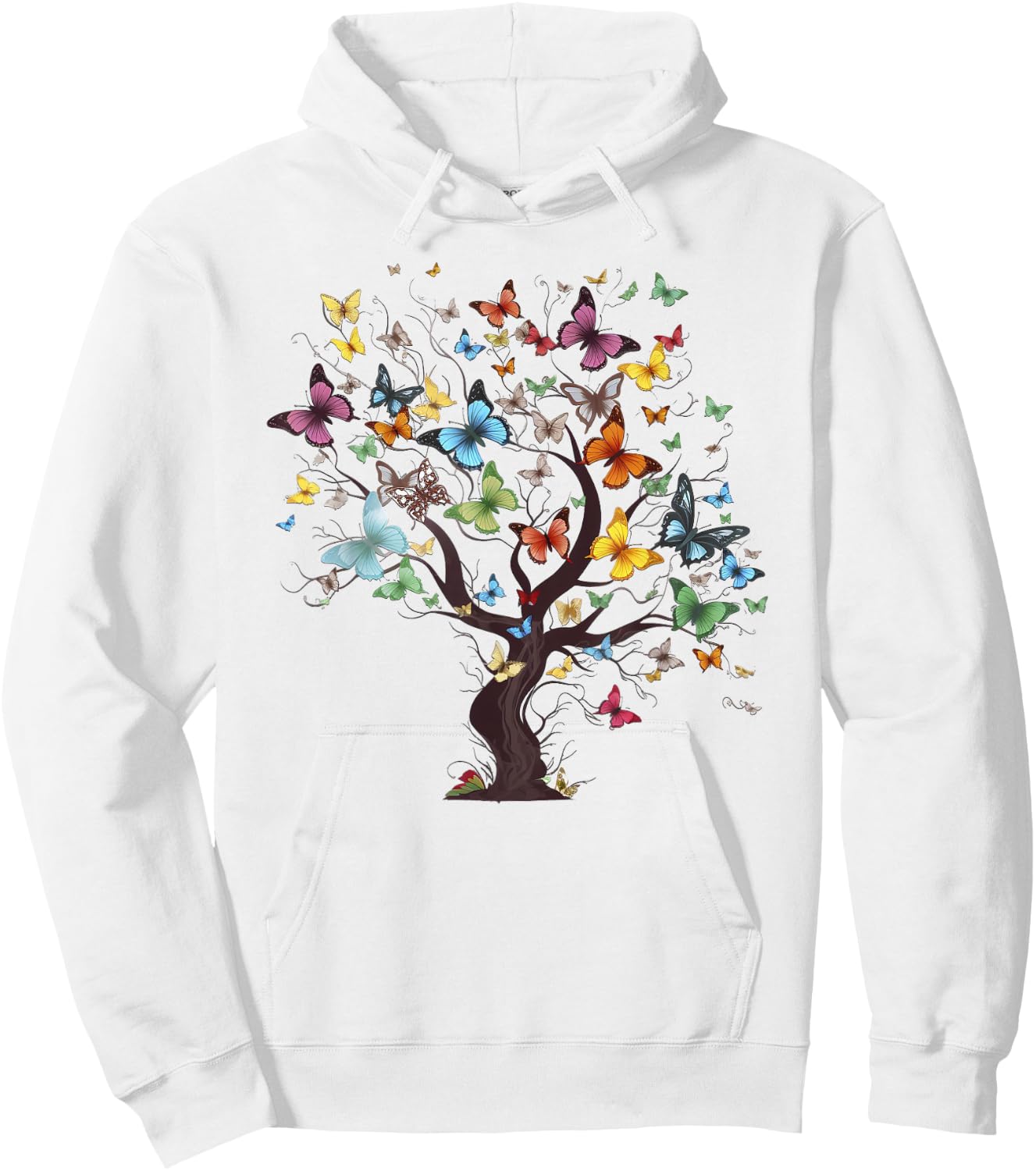 Beautiful Colorful Butterfly Tree Hoodie - Hoodie | White