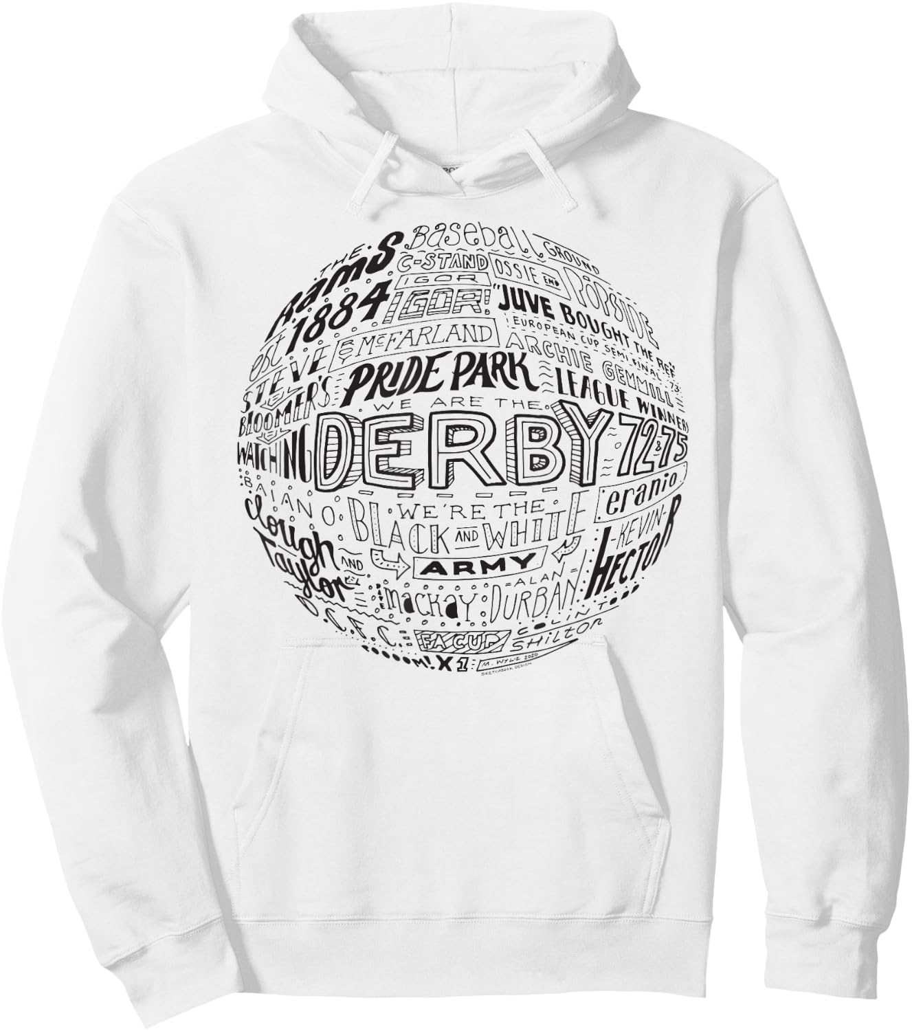 Derby County black typography football Hoodie - Hoodie | White