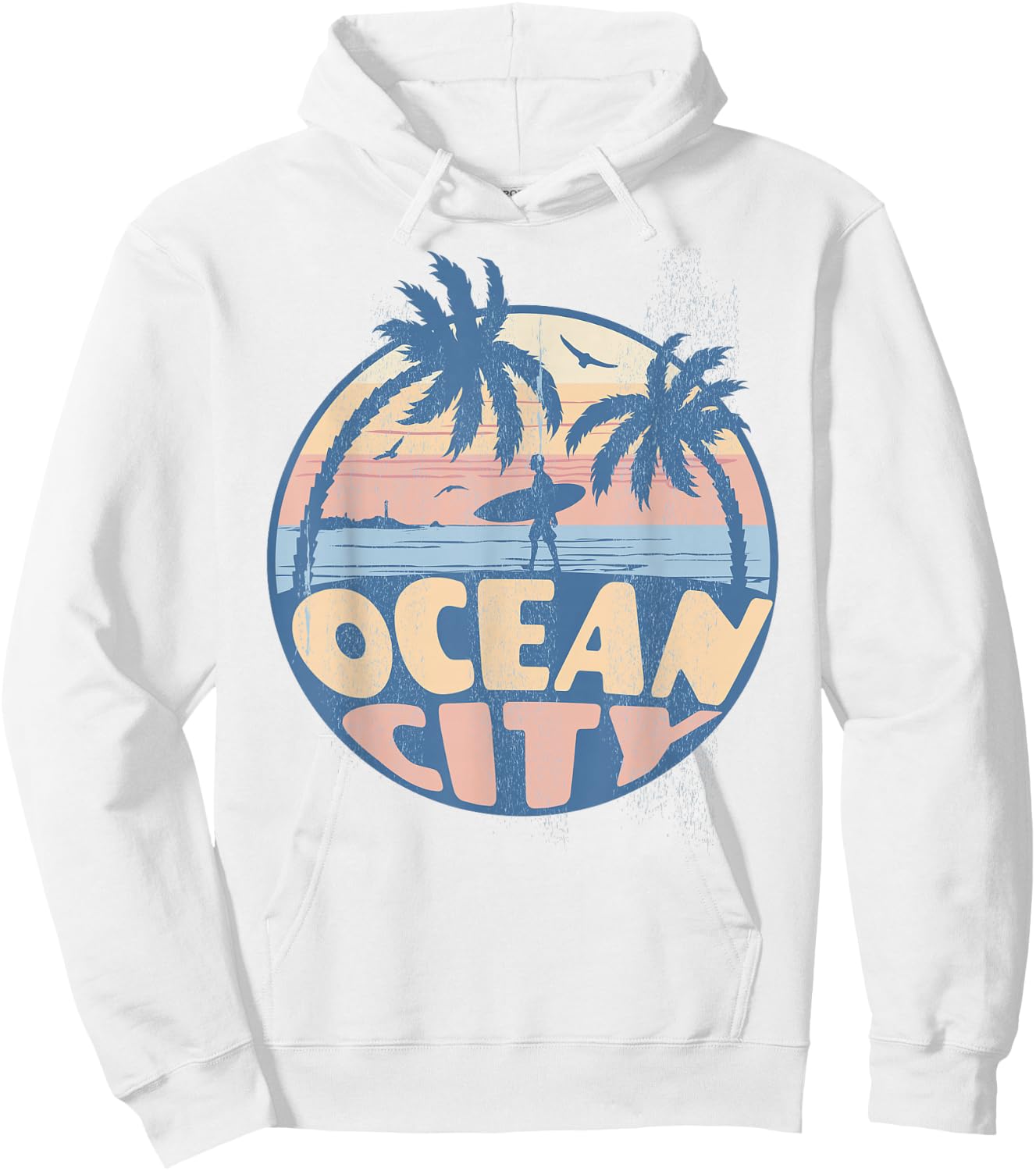 Ocean City Maryland Beach Surf Summer Vacation Vintage Hoodie - Hoodie | White