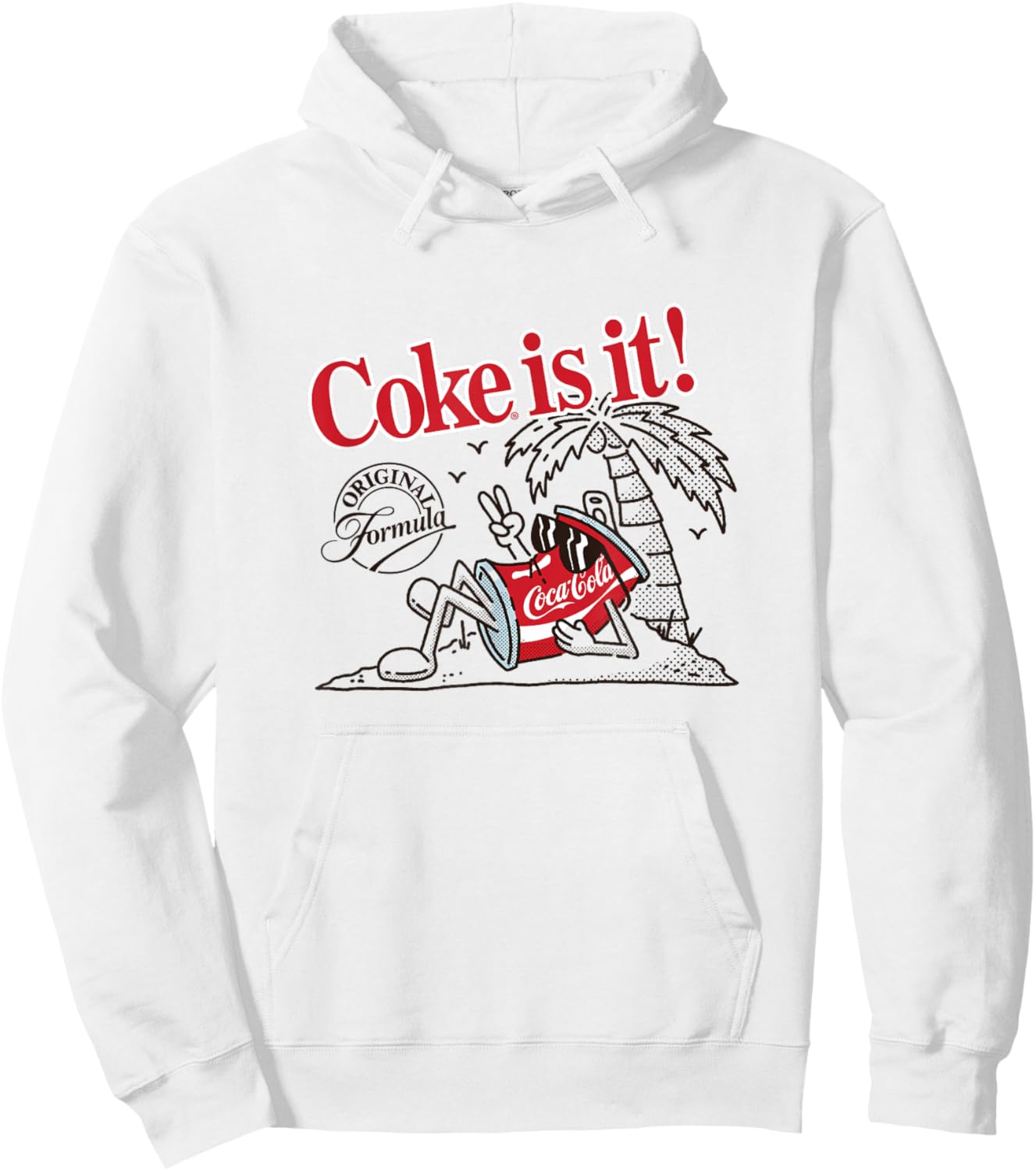 Coca-Cola Original Formula Coke Is It! Beach Retro Cartoon Hoodie - Hoodie | White