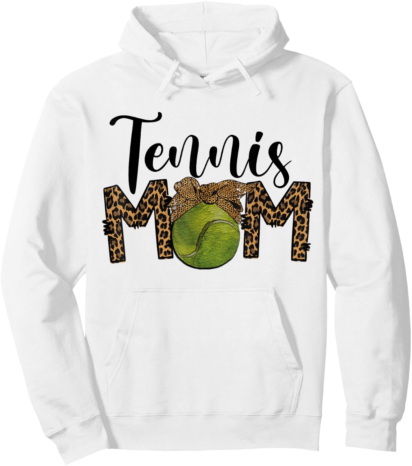 Tennis Mom Leopard Messy Bun Tennis Mothers Day Hoodie - Hoodie | White