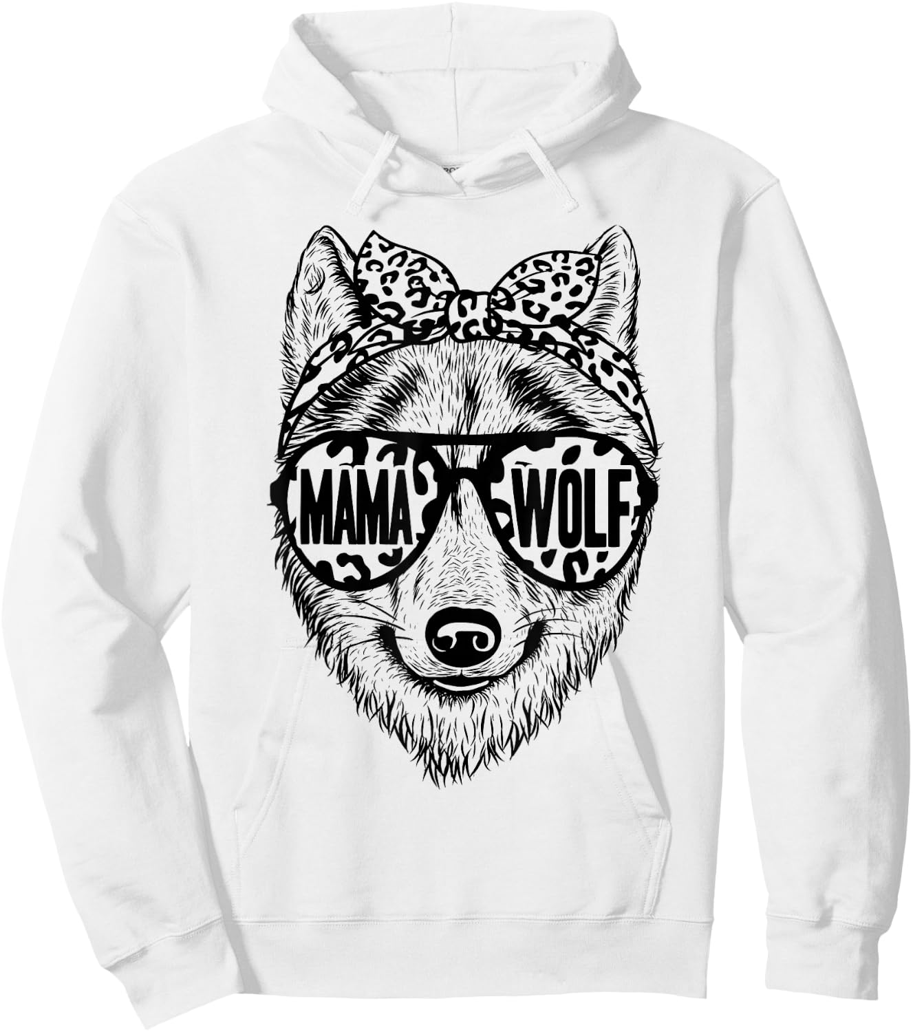 Wolf Face Sunglasses For Mom on Mother's Day Mama Wolf Hoodie - Hoodie | White