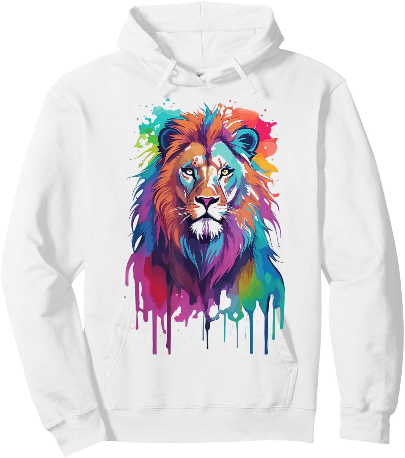 colorful lion head Splash Art for lover King African Animal Hoodie - Hoodie | White