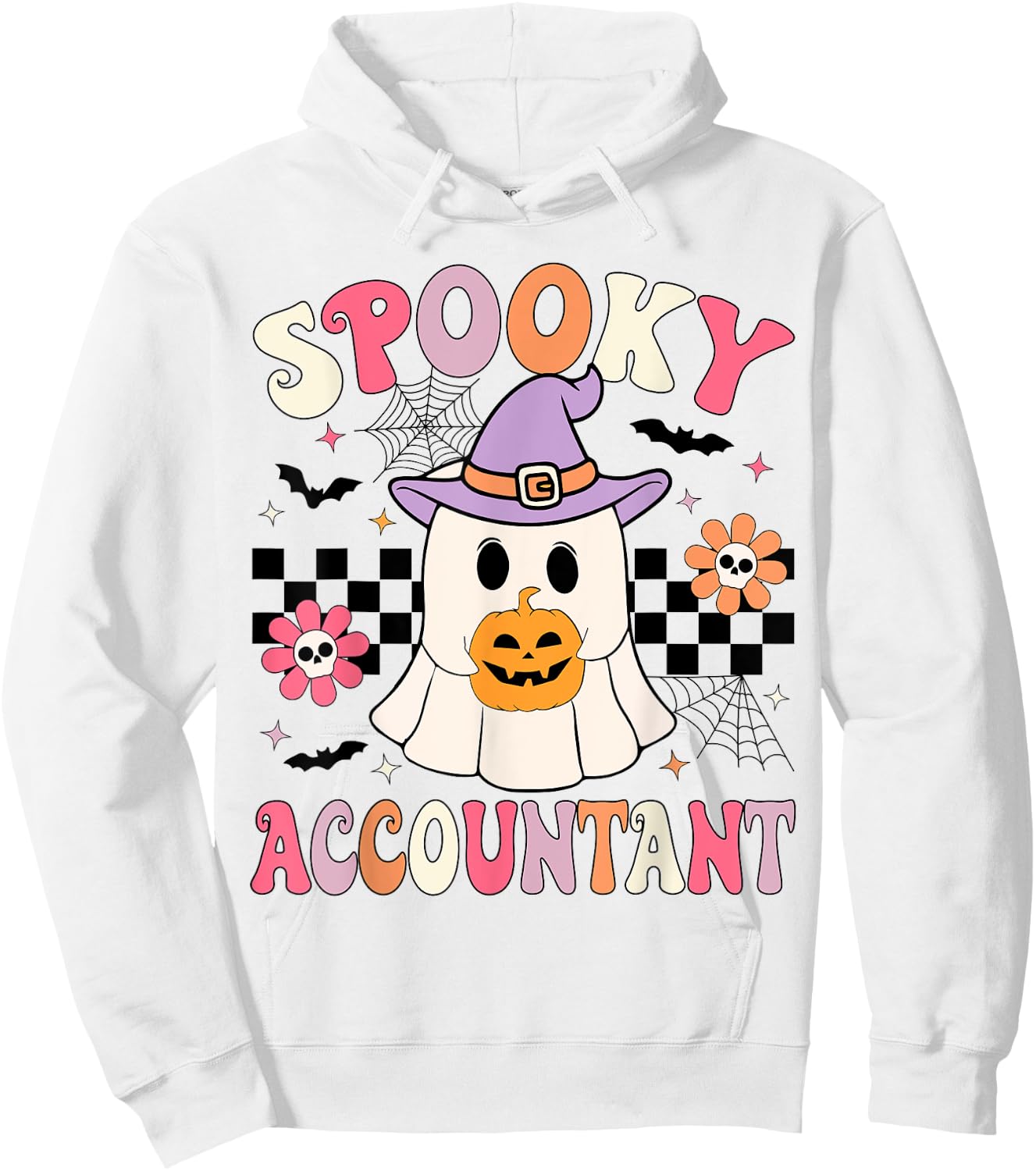 Groovy Spooky Accountant Ghost CPA Halloween Accountant Hoodie - Hoodie | White