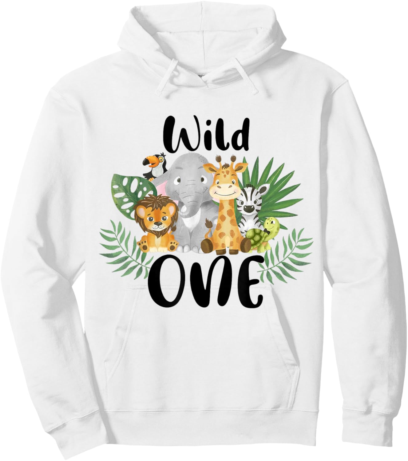 Kids Wild One 1st Birthday Boy Funny Zoo Animals Son Toddler Hoodie - Hoodie | White