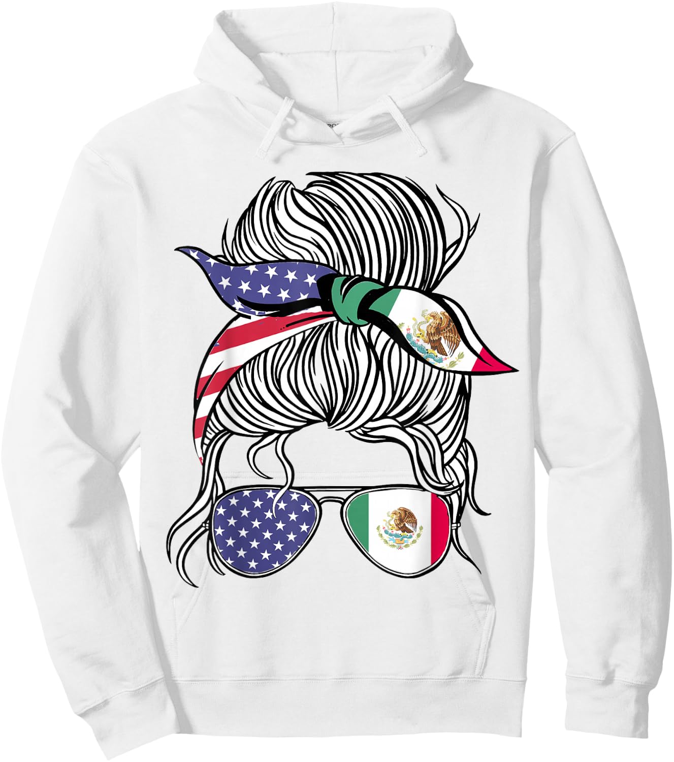 Mexican American Patriot Grown Proud Women Girl Flag Hoodie - Hoodie | White