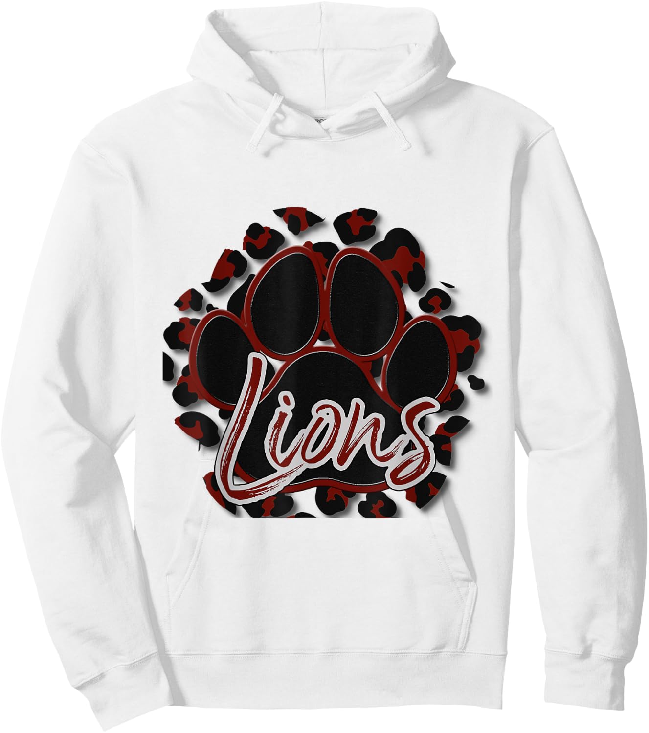 Lions Maroon Black Cheetah School Sports Fan Team Spirit Hoodie - Hoodie | White