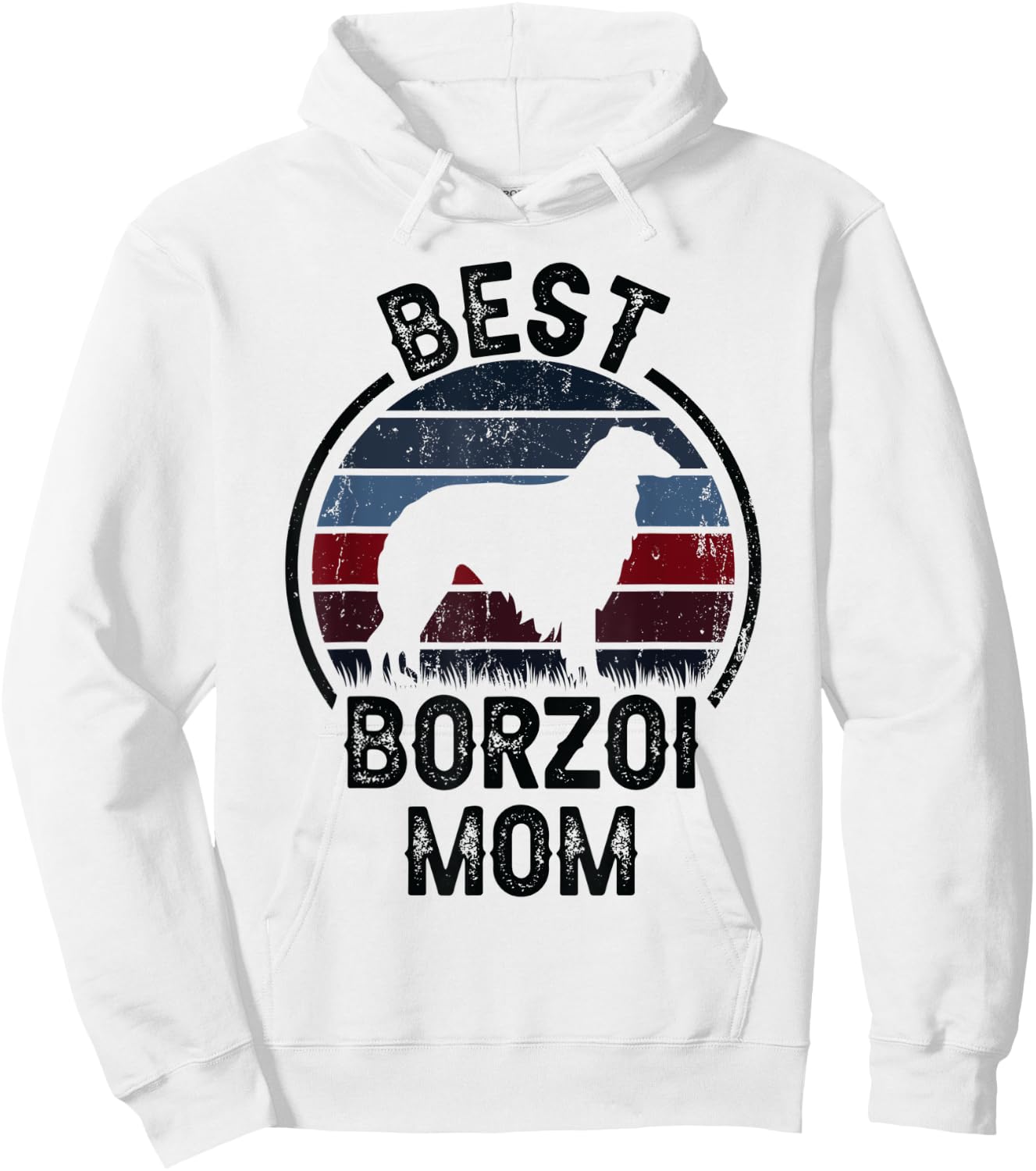 Best Dog Mother Mom - Vintage Borzoi Hoodie - Hoodie | White