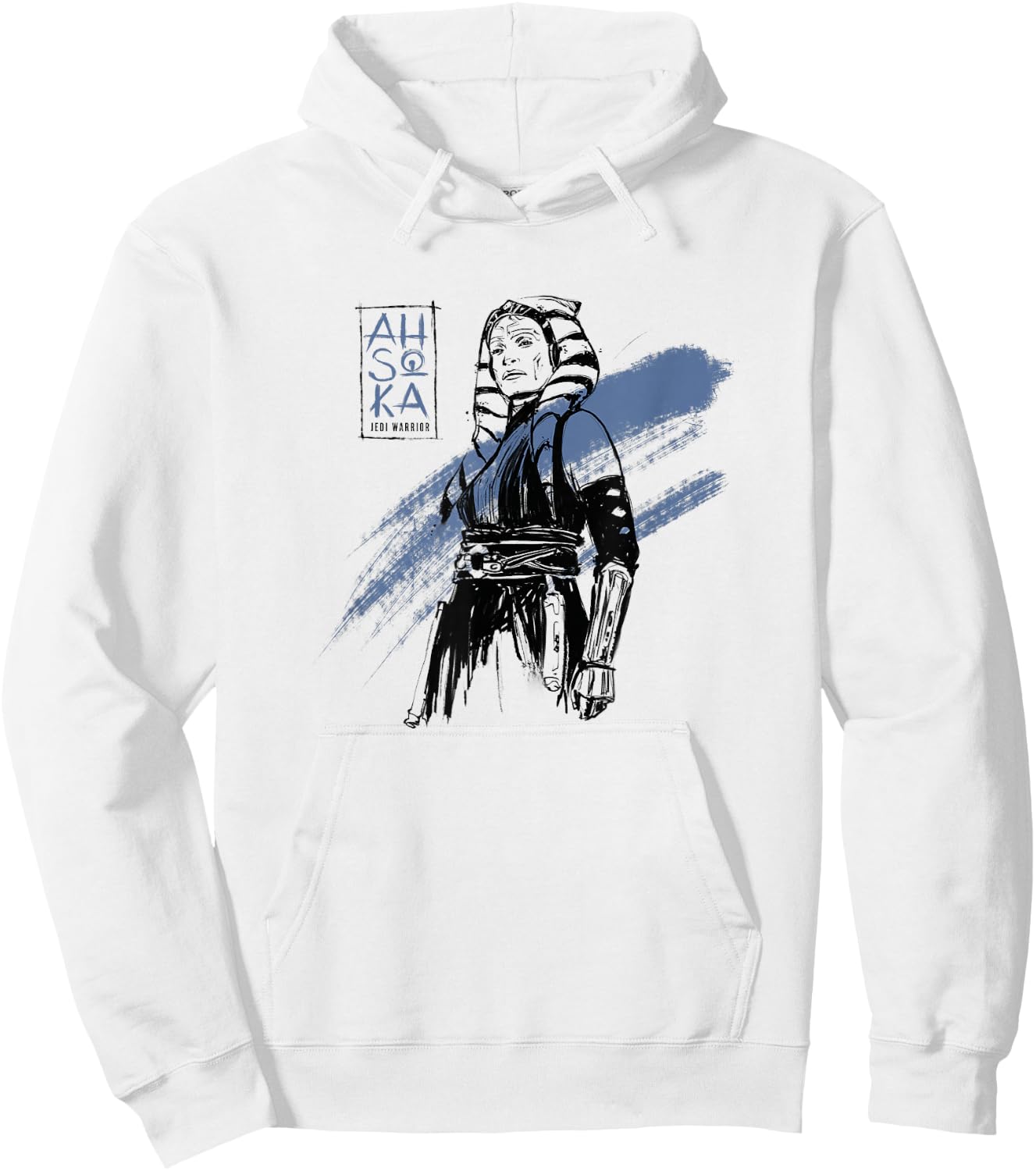 Star Wars: Ahsoka Inked Sketch Blue Paint Smear Hoodie - Hoodie | White