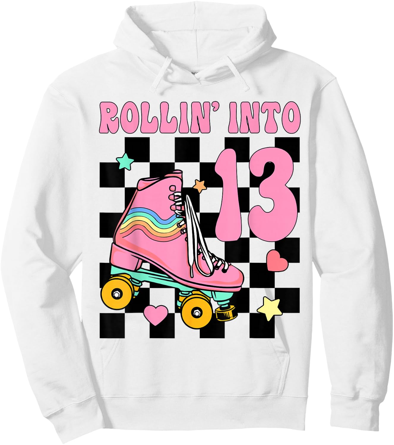 Rolling Into 13 Years Old Roller Skating Girl 13th Birthday Hoodie - Hoodie | White