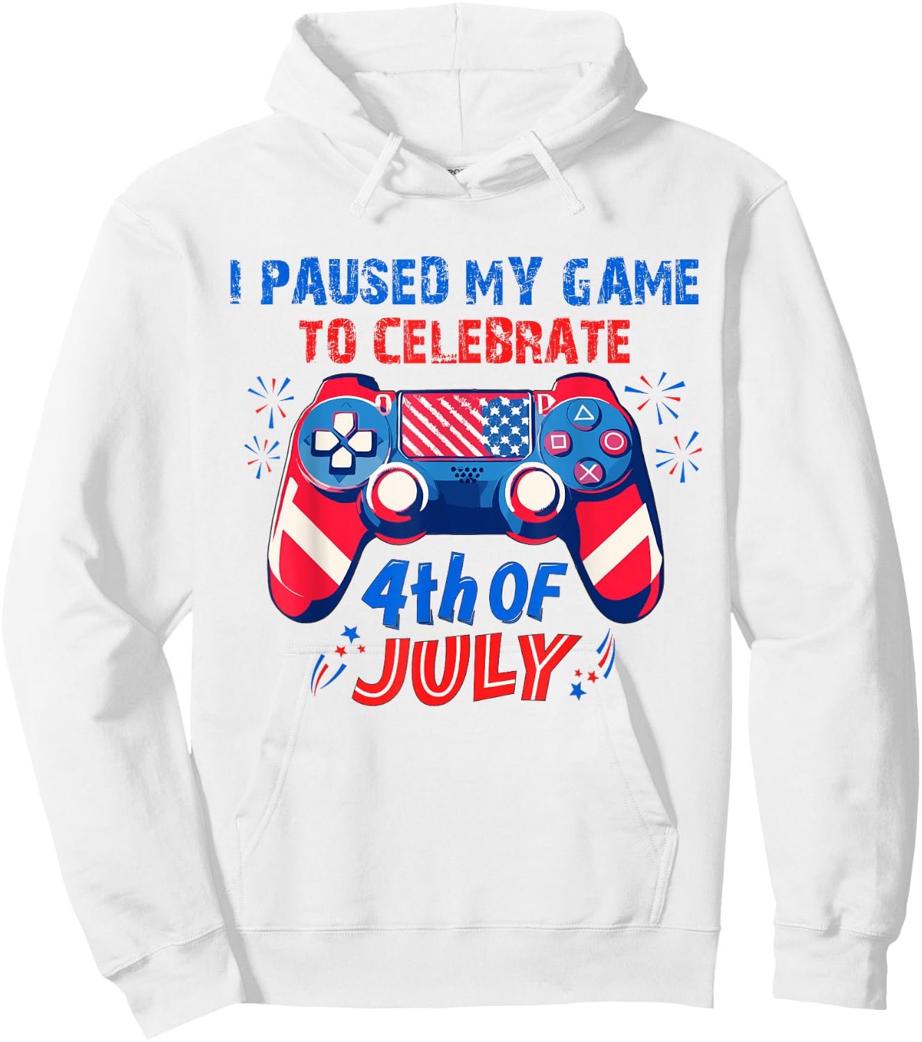 Gamer 4th Of July American Flag Gaming Lover Boys Girls Teen Hoodie - Hoodie | White