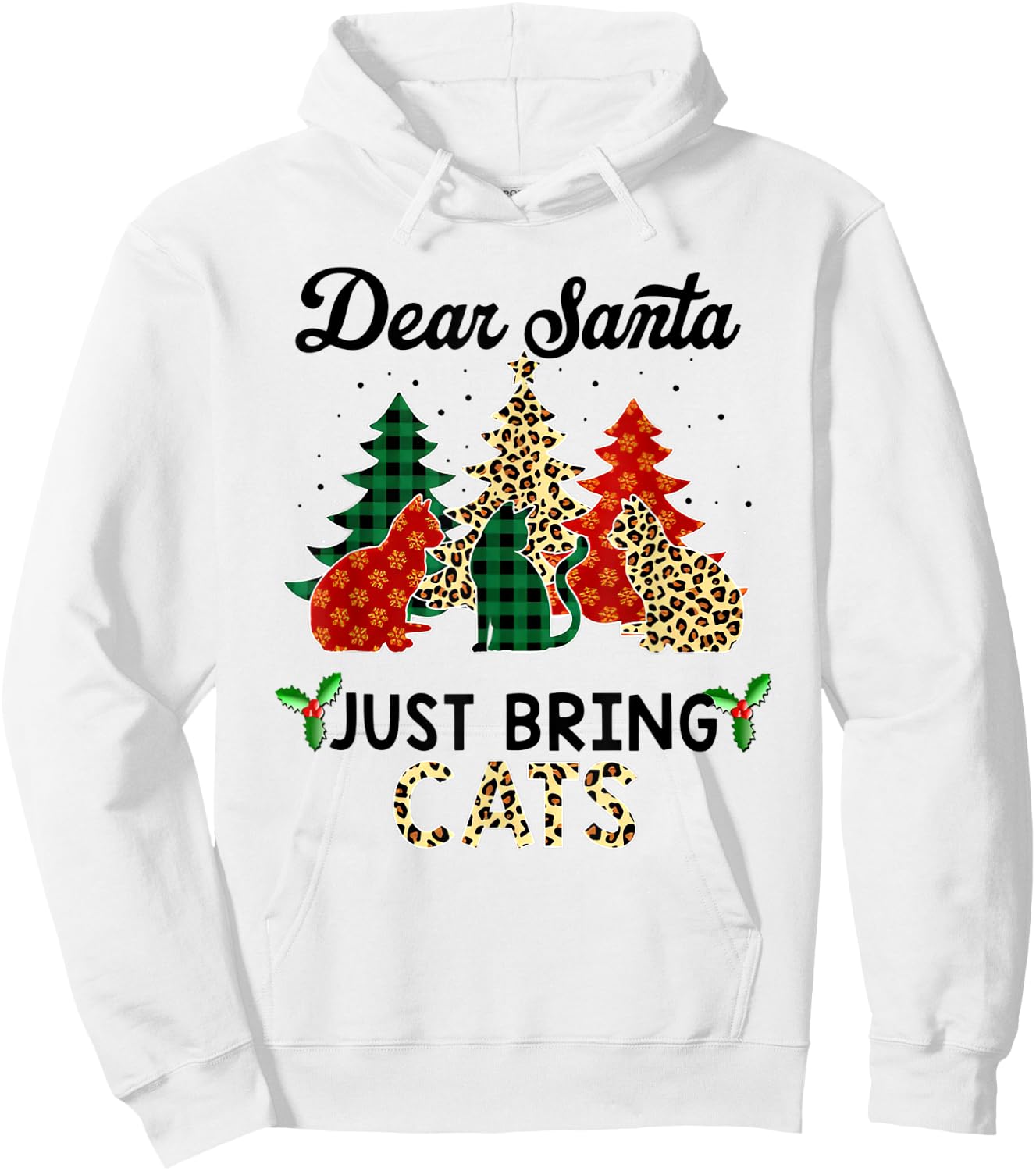 Dear Santa Just Bring Cats Christmas Hoodie - Hoodie | White