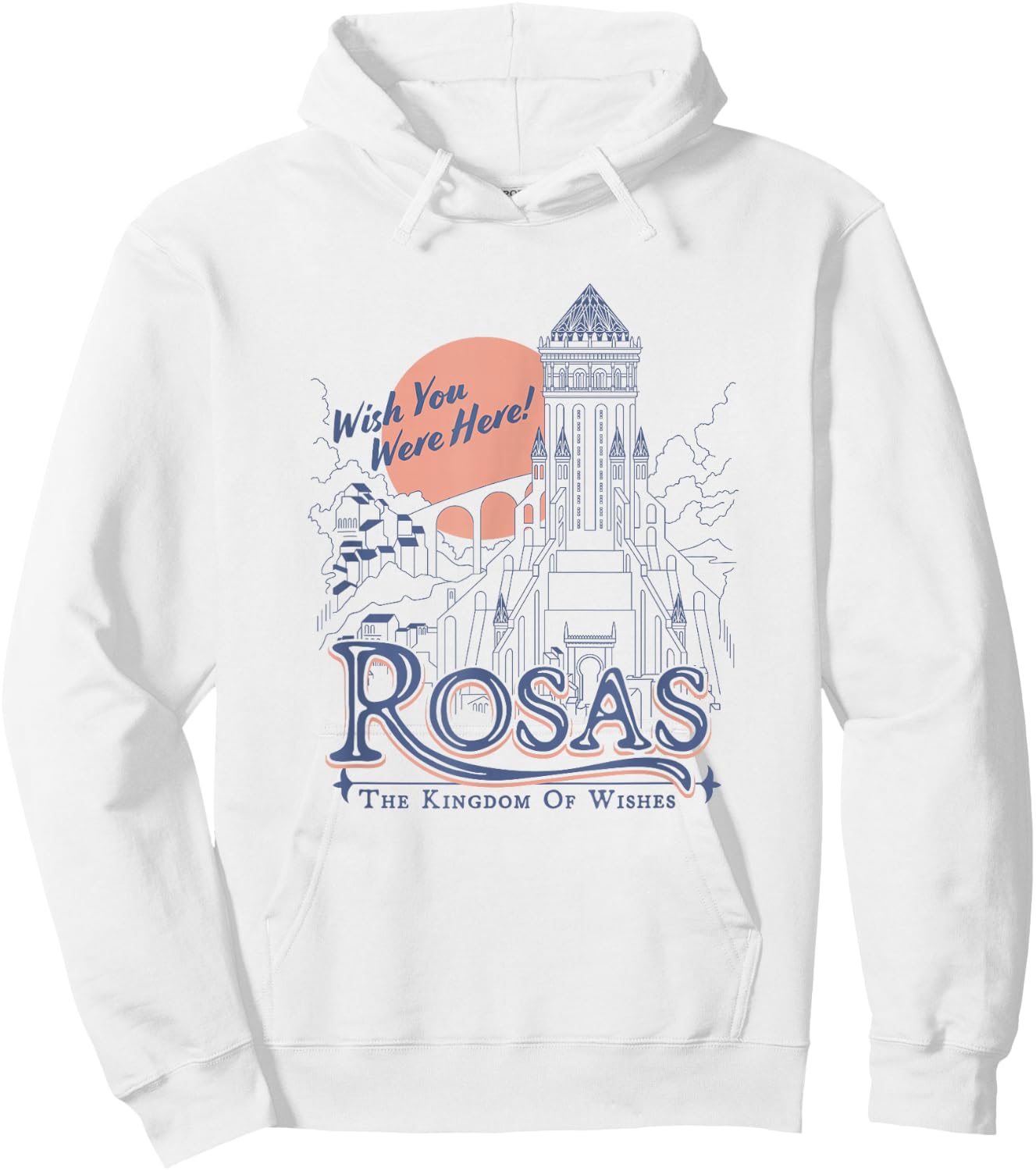 Disney Wish Rosas Wish You Were Here Travel Poster Line Art Hoodie - Hoodie | White