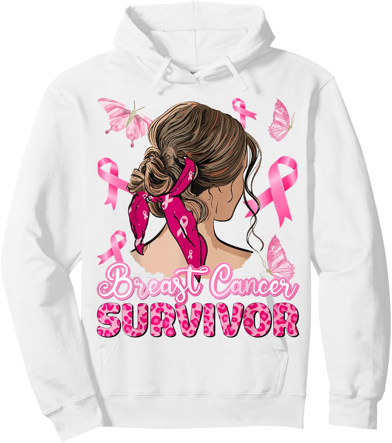 Breast Cancer Awareness Pink Ribbon Survivor Breast Cancer Hoodie - Hoodie | White