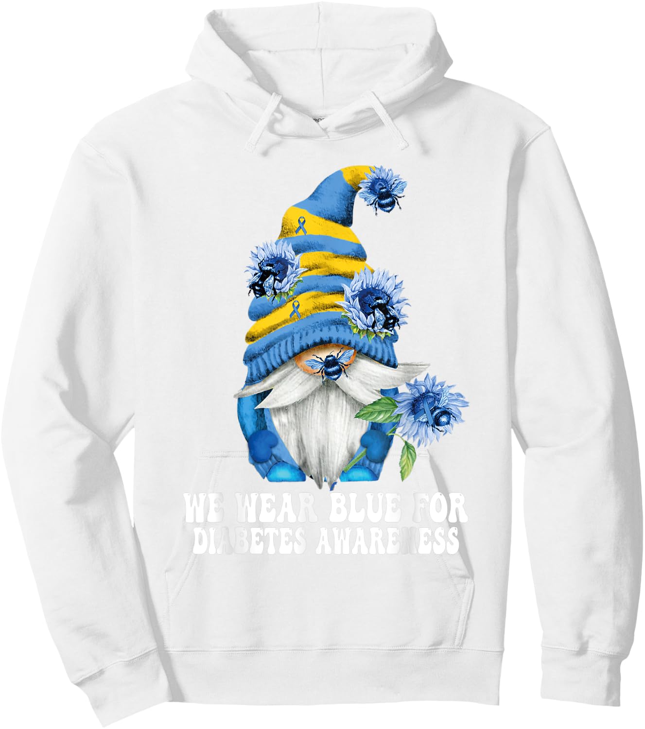 In November We Wear Blue Gnome Diabetes Awareness Month Hoodie - Hoodie | White