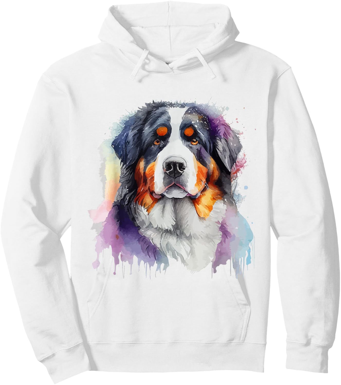 Bernese Mountain Dog Colorful Pop Art Tie Dye Tri Color Hoodie - Hoodie | White