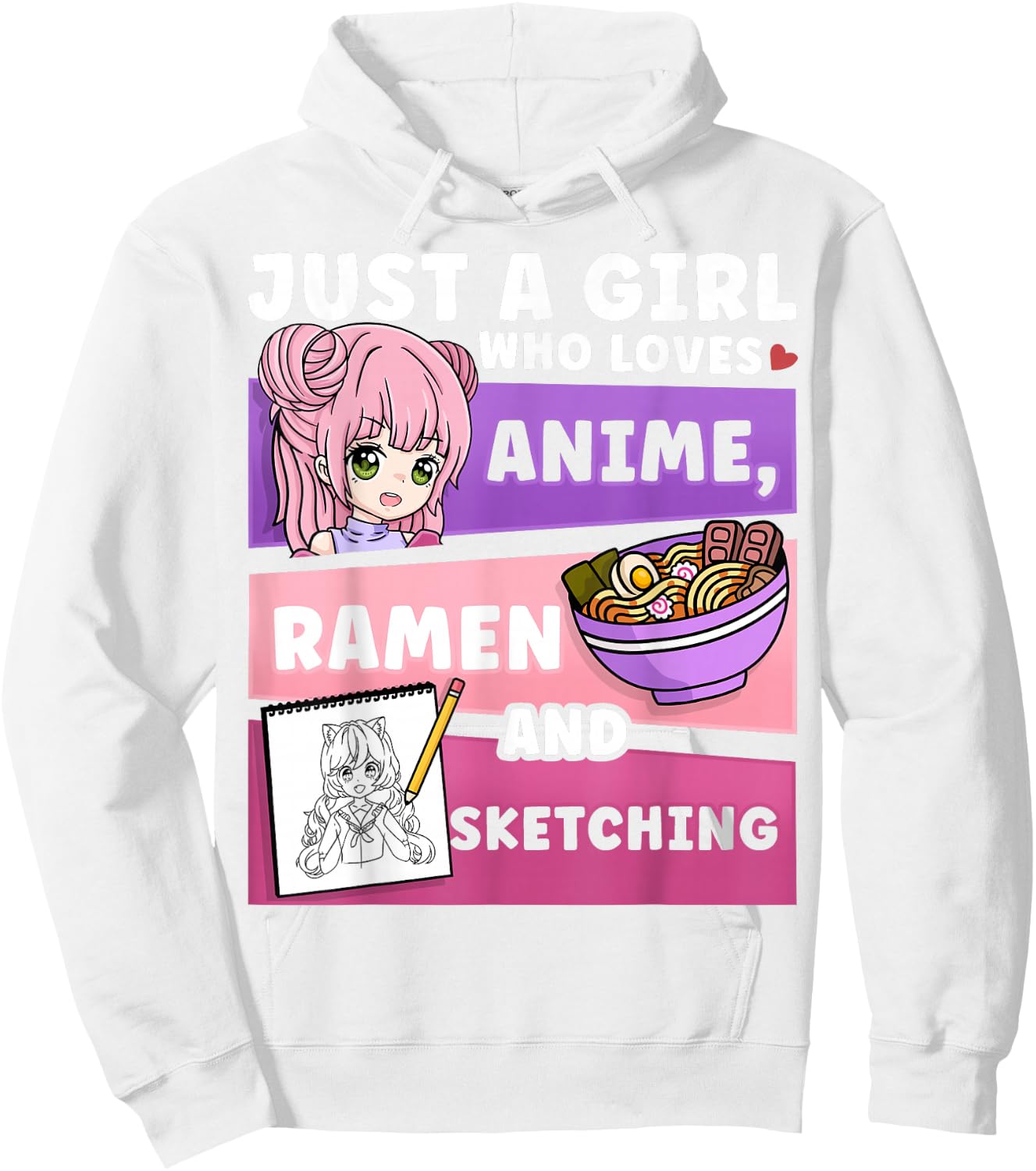 Anime Just a Girl Who Loves Anime Ramen and Sketching Hoodie - Hoodie | White
