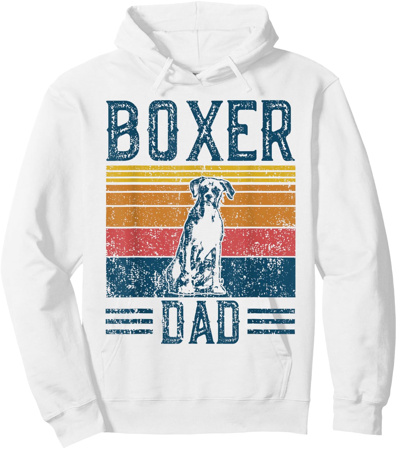 Retro Boxer Dad Geschenk Fr Herren - Vintage Dad Boxer Papa - Grey, Small - Modern, Letter Print, , Short Sleeve, -Adults Hoodie - Hoodie | White