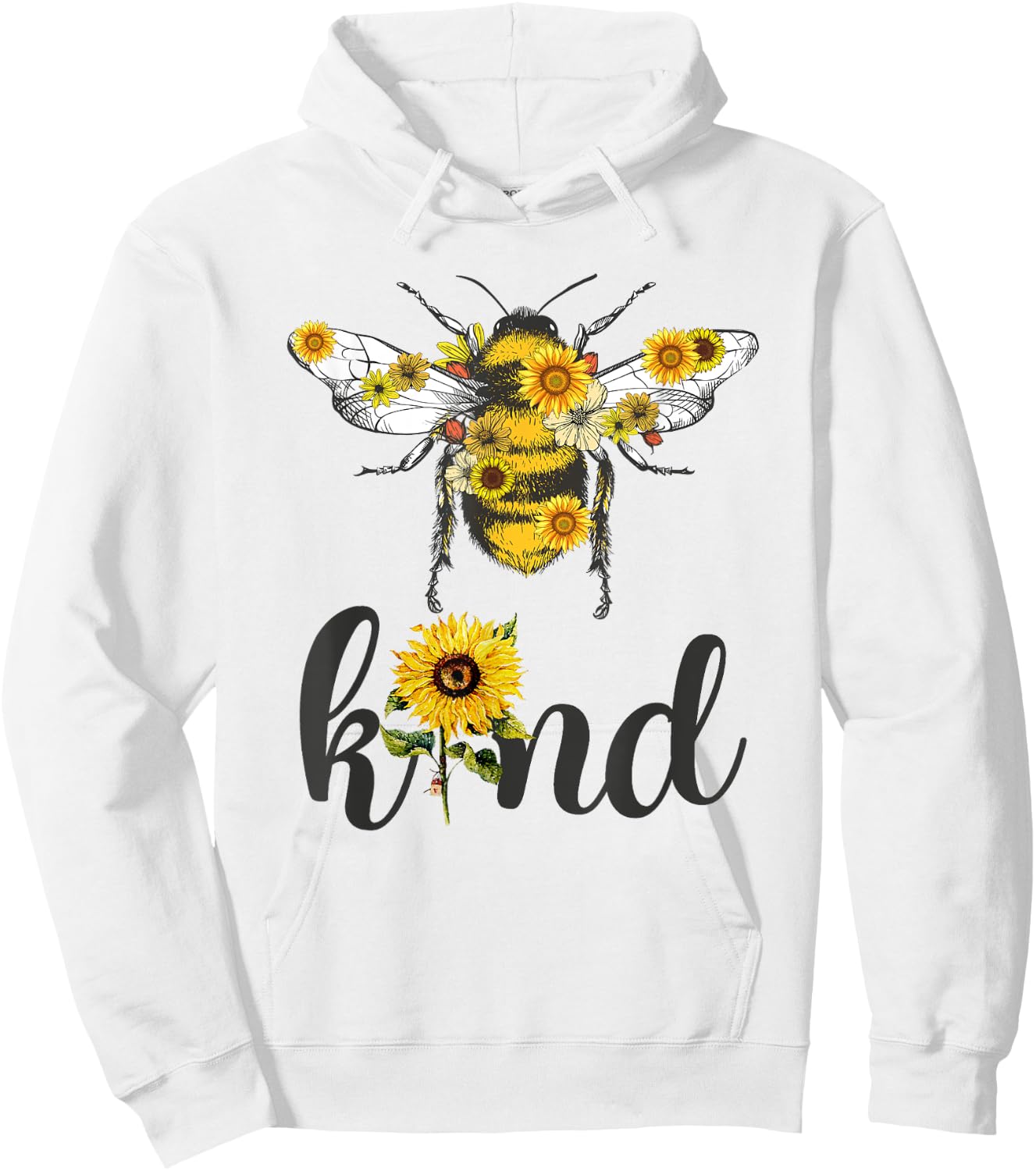 Cool Bee Kind Flower Funny Bumble Bee Women Girls Hoodie - Hoodie | White