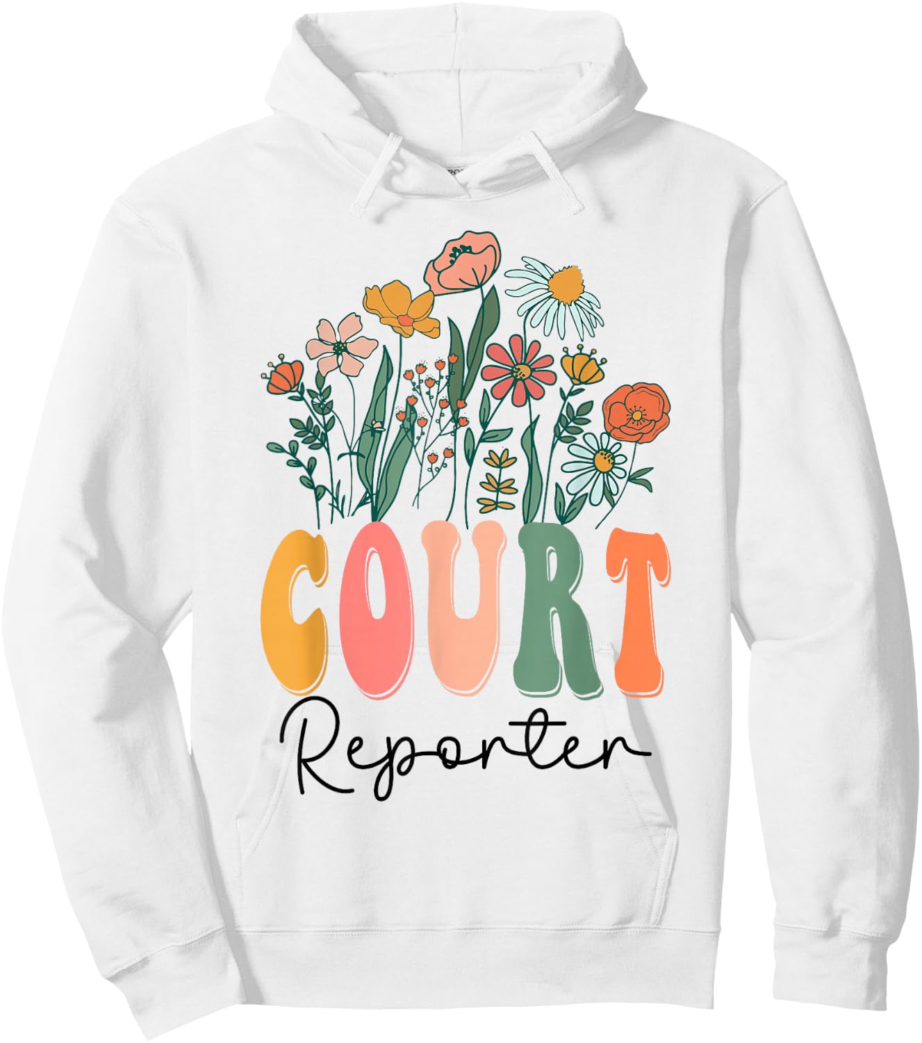 Retro Groovy floral Court Reporter Wildflower Hoodie - Hoodie | White