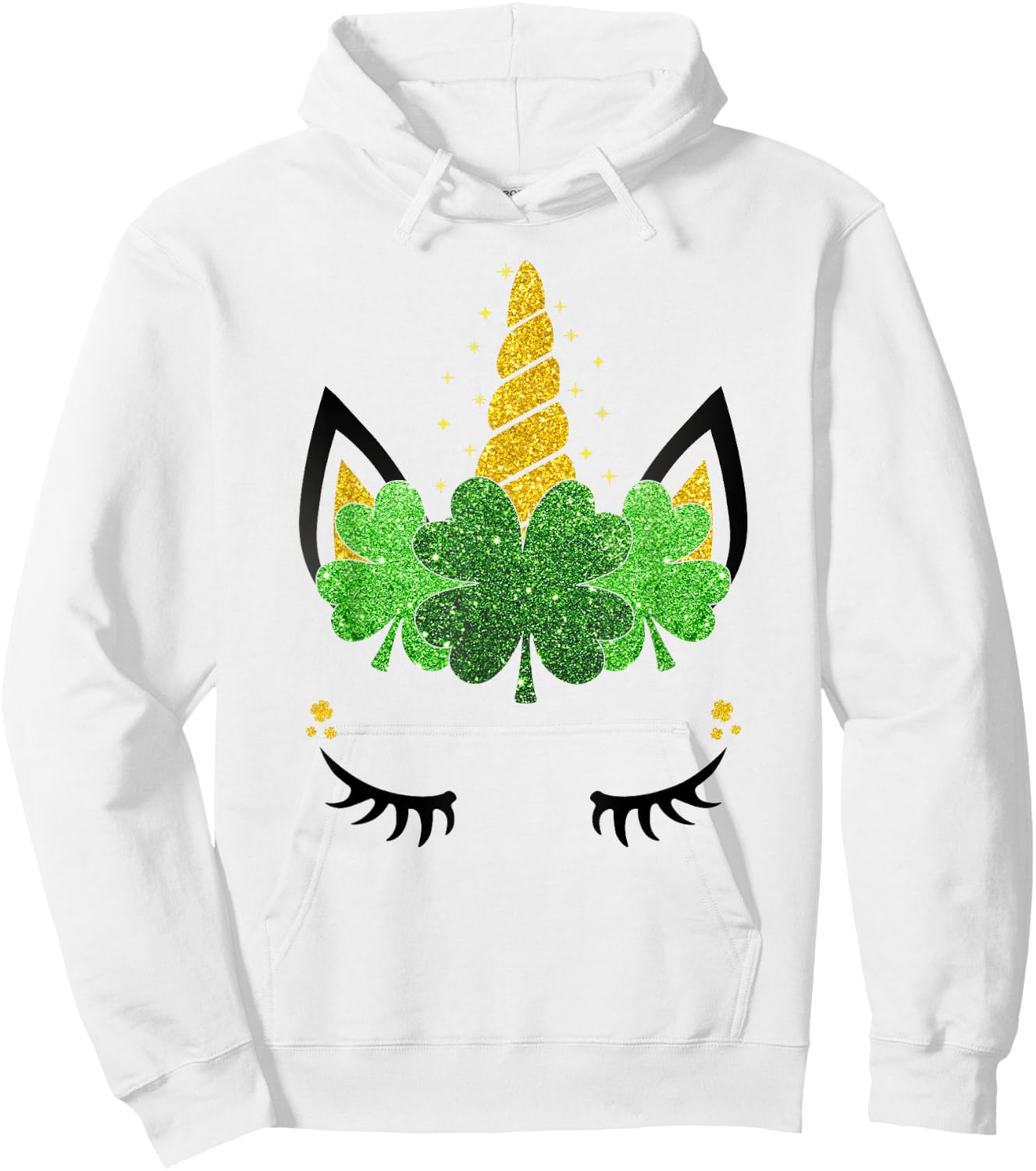 Unicorn Face St Patrick's Day Girls Kids Women Hoodie - Hoodie | White