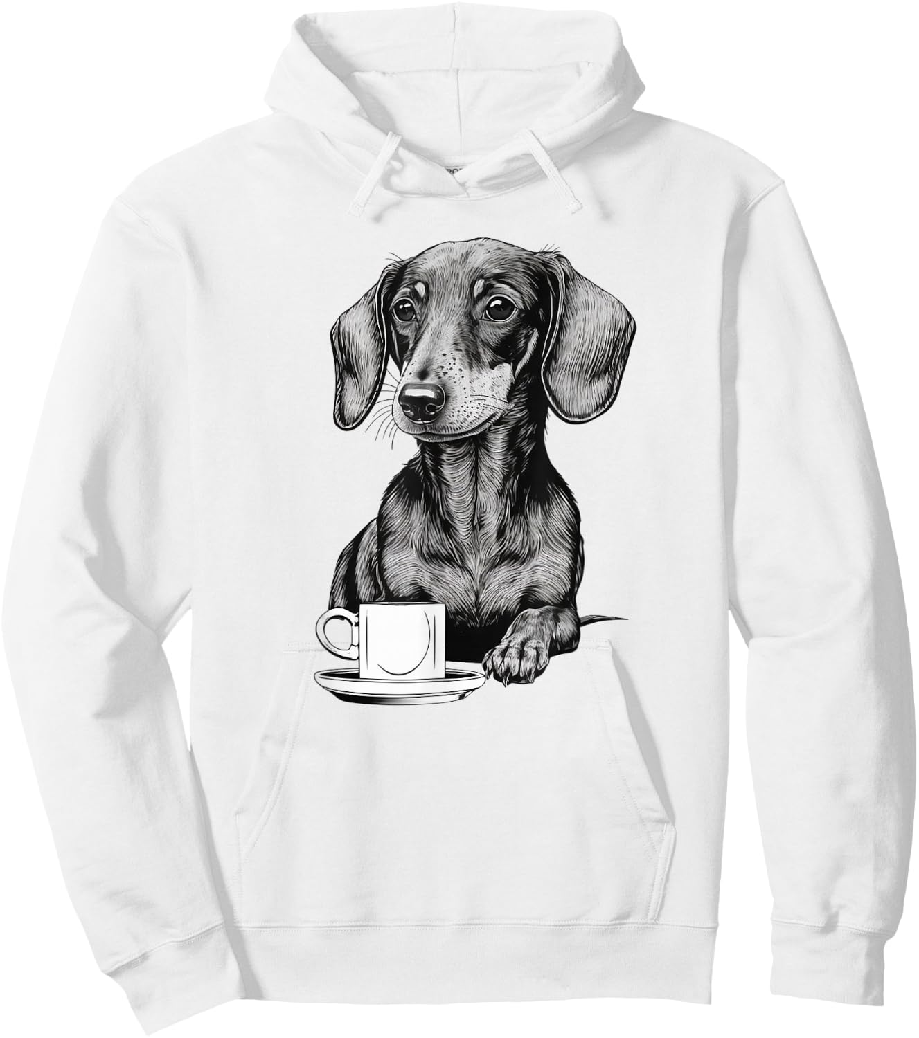 Dachshund Puppy Wiener with Coffee Hoodie - Hoodie | White