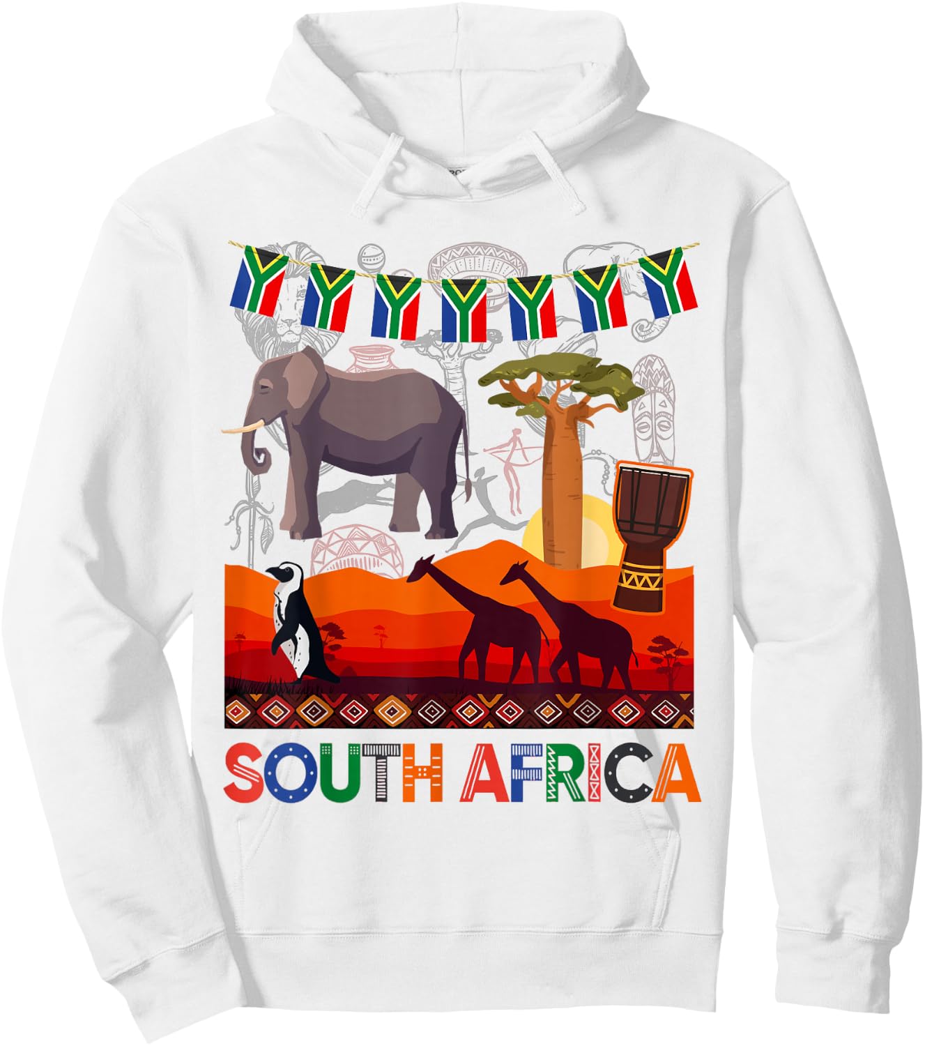South Africa Ideas Kids With Elephant & South African Flag Hoodie - Hoodie | White