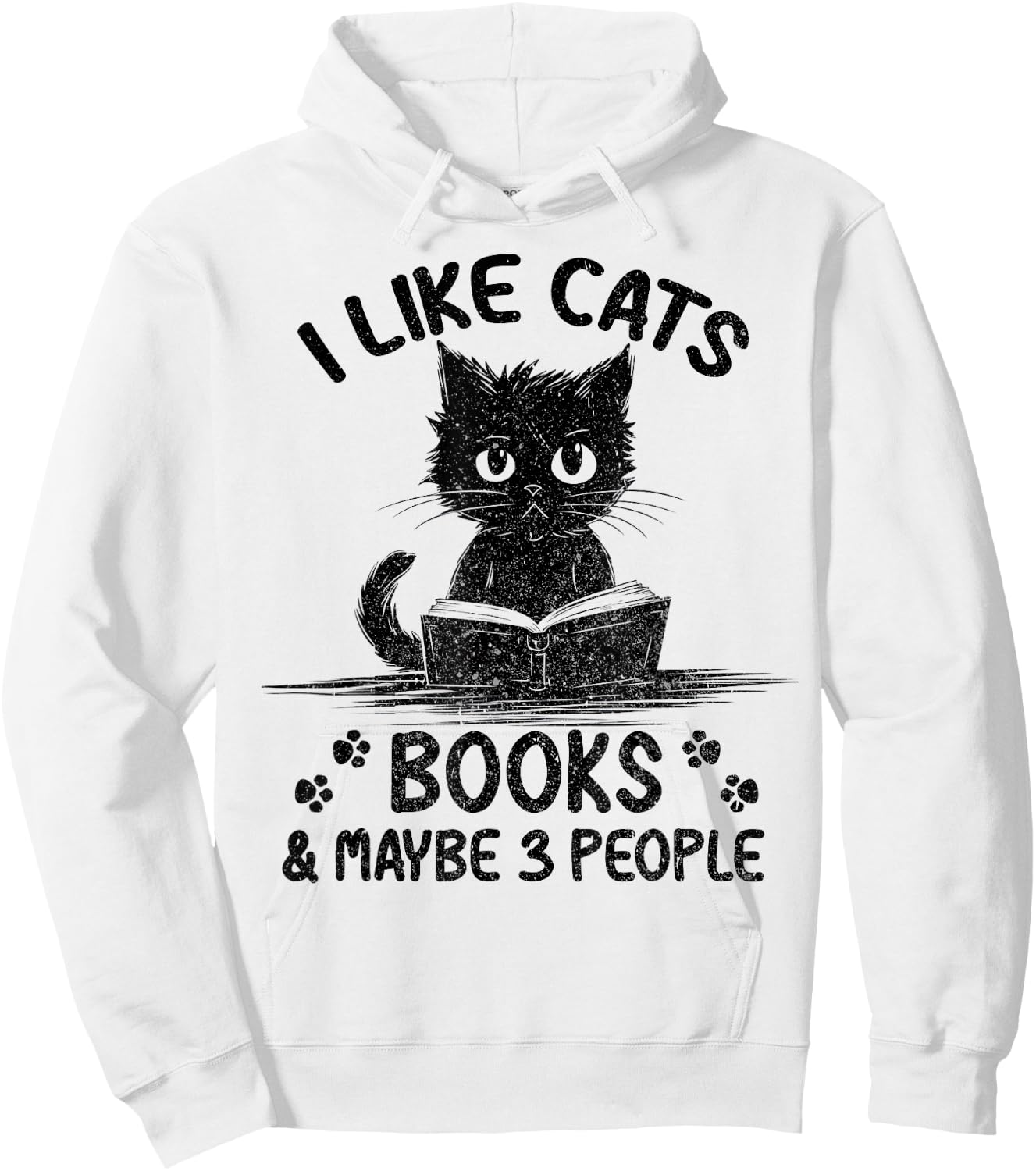I Like Cats Books And Maybe 3 People Vintage Funny Cat Lover Women Hoodie - Hoodie | White