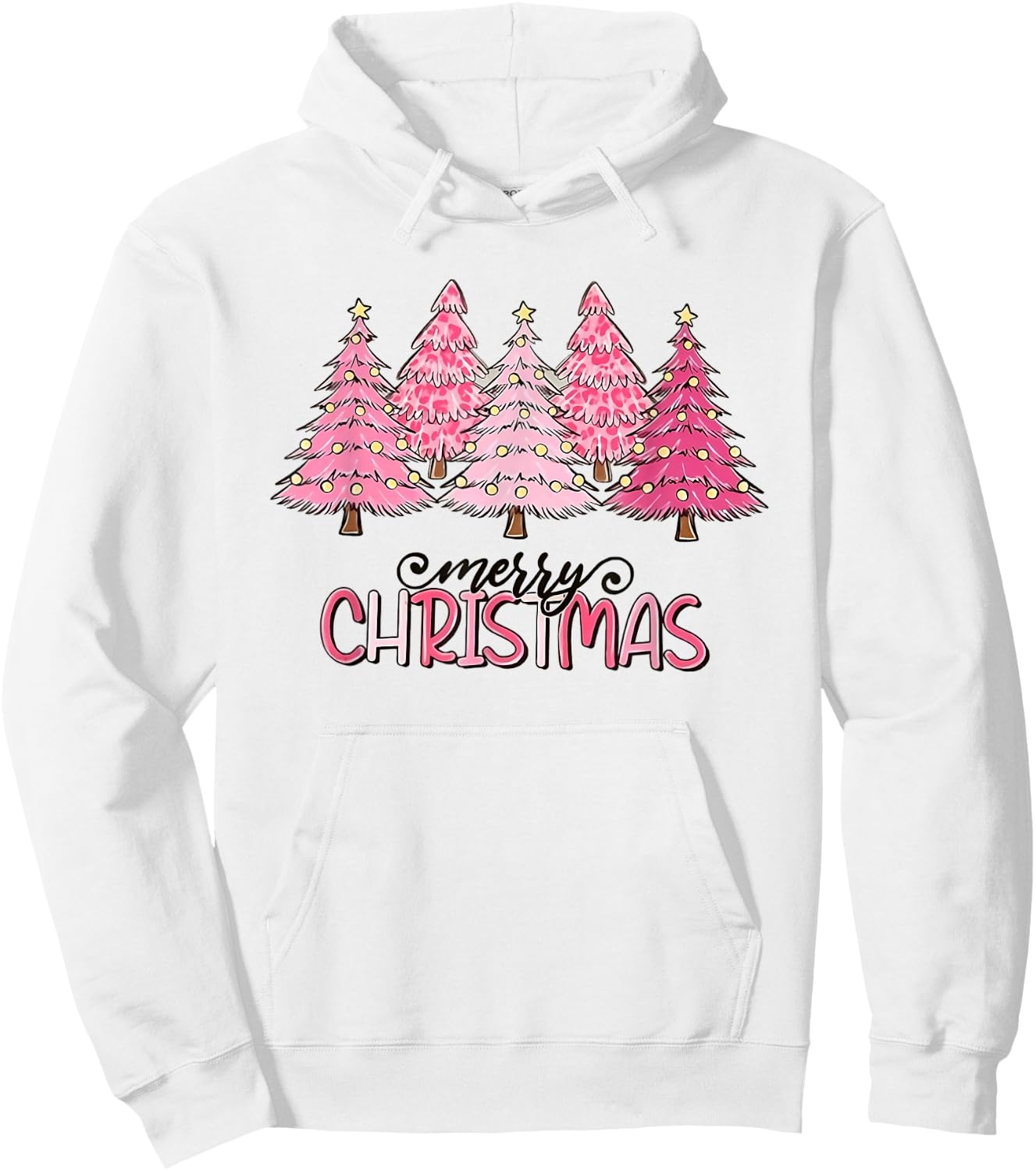 Merry Christmas Pink Christmas Tree Pink Christmas Costume Hoodie - Hoodie | White