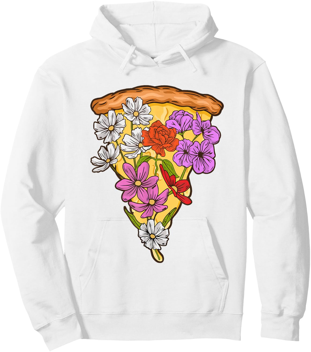 Pizza Slice Spring Flower Design for a Pizza Lover Hoodie - Hoodie | White