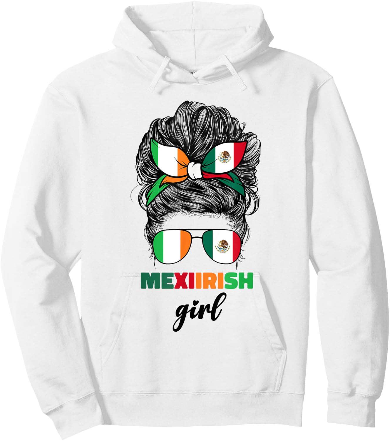 Half Mexican And Irish Mexico Ireland Flag Girl Hoodie - Hoodie | White
