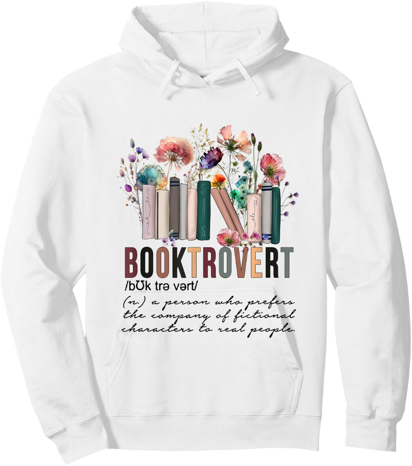 Floral Booktrovert Wildflowers Bookworm Reading Book Lovers Hoodie - Hoodie | White