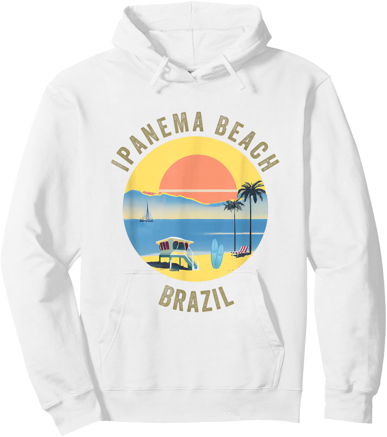 Ipanema Beach Souvenir Apparel - Retro Vintage Ipanema Beach Hoodie - Hoodie | White